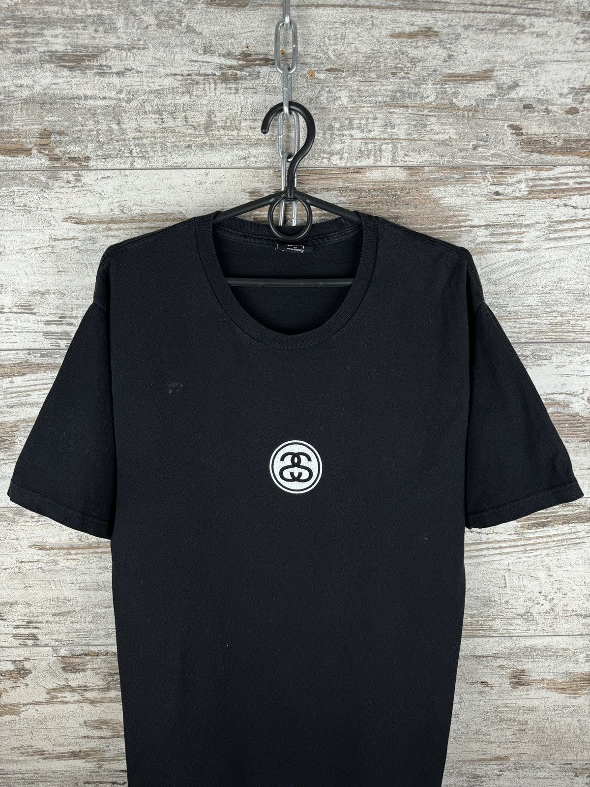 Stussy × Vintage Mens Vintage distressed Stussy T-shirt centre logo y2k rare Size US M / EU 48-50 / 2 - 3 Thumbnail