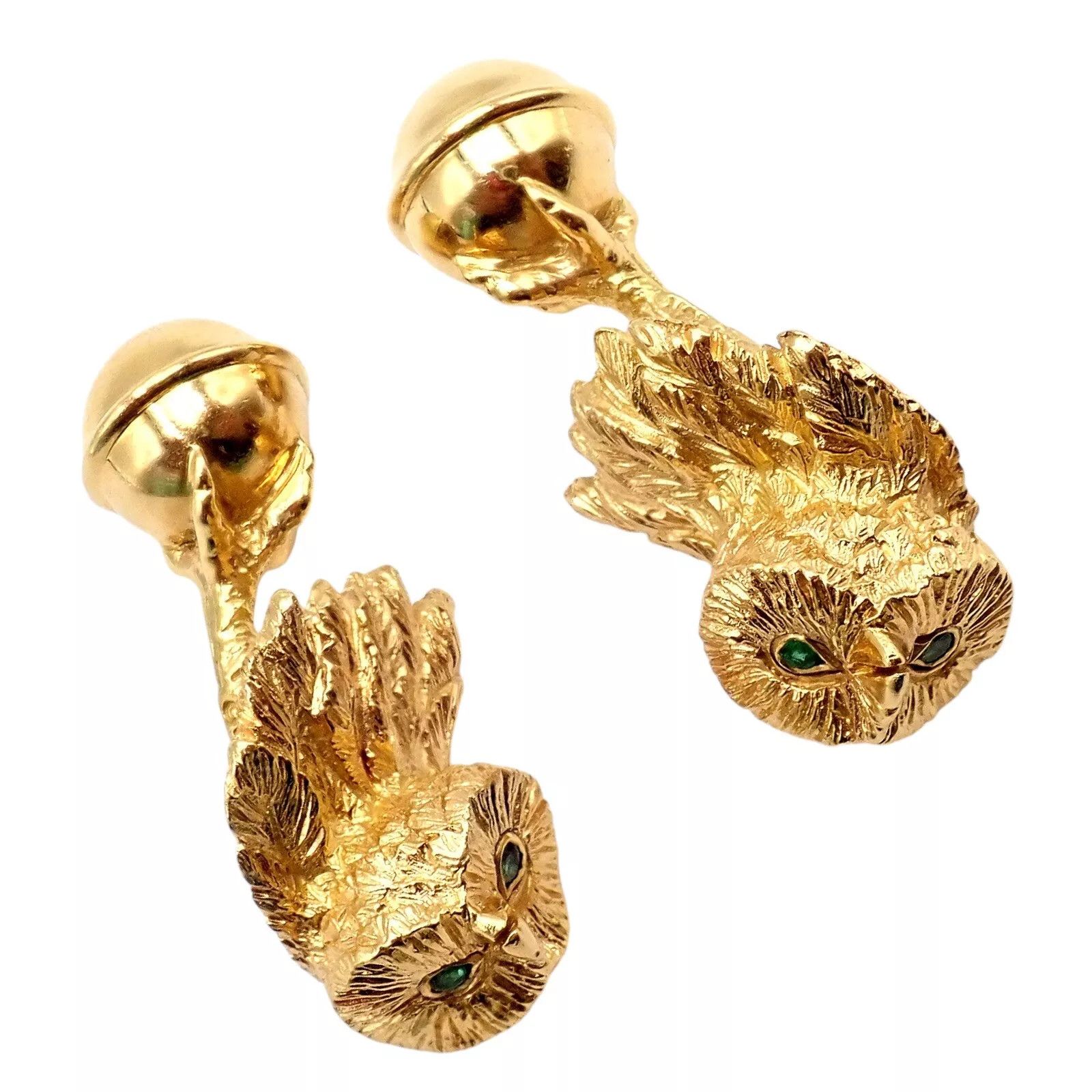 Tiffany & Co. Vintage Tiffany 18k Emerald Owl Germany 1989 Cufflinks Size ONE SIZE - 7 Thumbnail