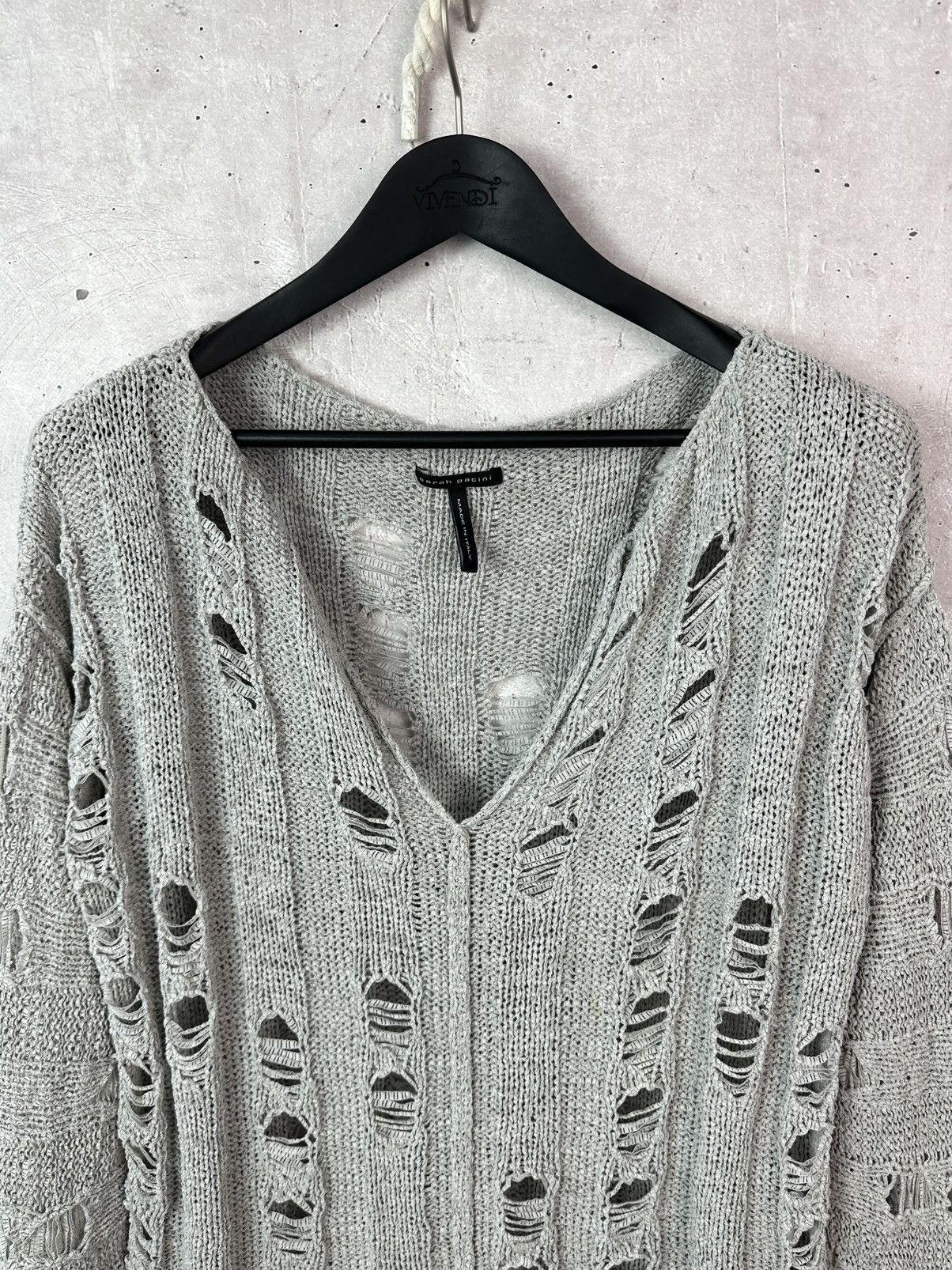 Sarah Pacini Sarah Pacini Made in Italy Knit Distressed Oversized Sweater Size M / US 6-8 / IT 42-44 - 2 Thumbnail