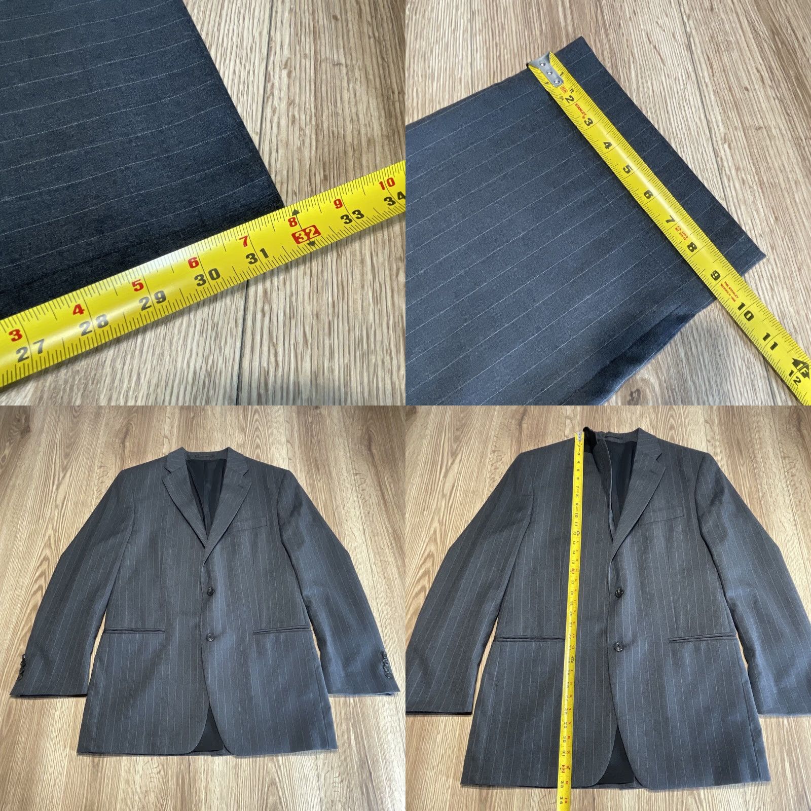 Ralph Lauren VINTAGE Lauren Ralph Lauren Suit Mens 42L Gray Wool Pinstripe 2-Piece Business Wear 36x32 Size 36R - 8 Thumbnail