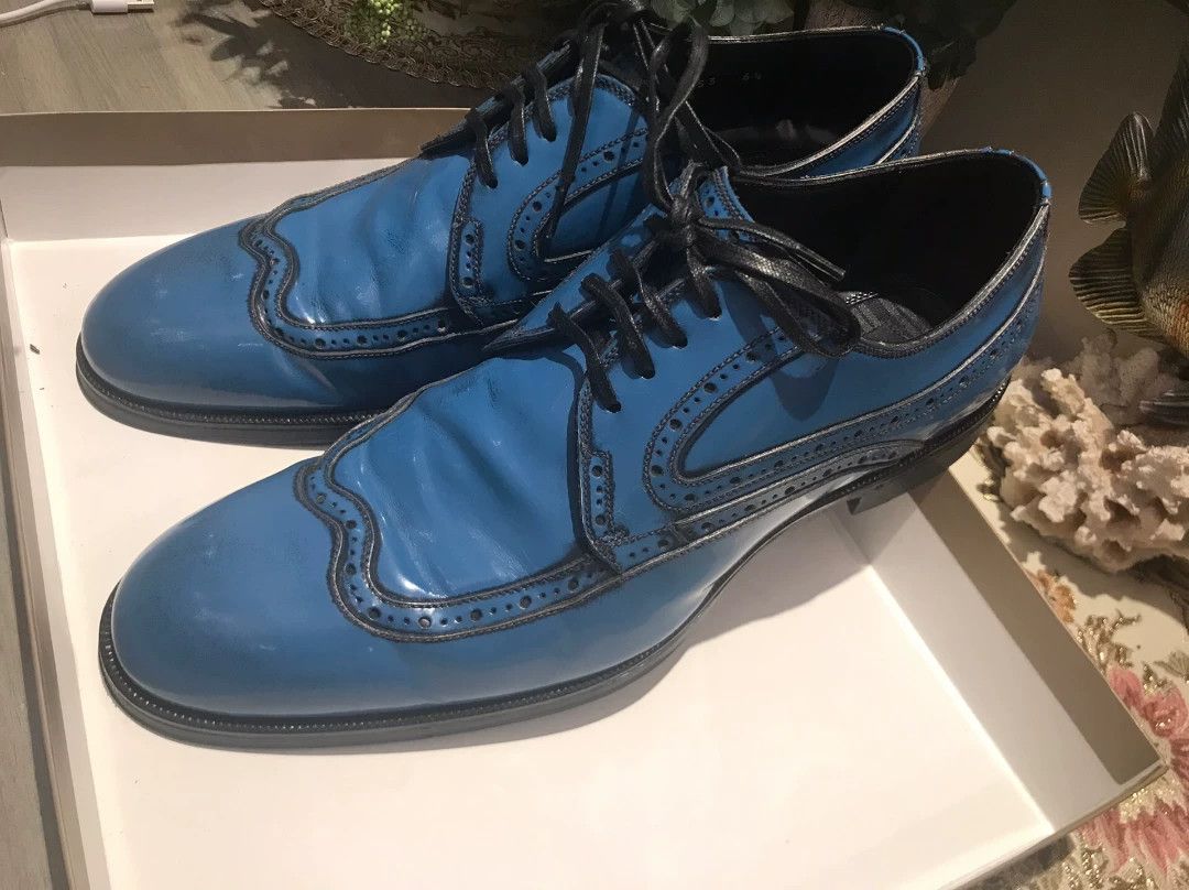 Dolce & Gabbana Dolce Gabbana Bright Blue Leather Shoes Size US 7.5 / EU 40-41 - 1 Thumbnail