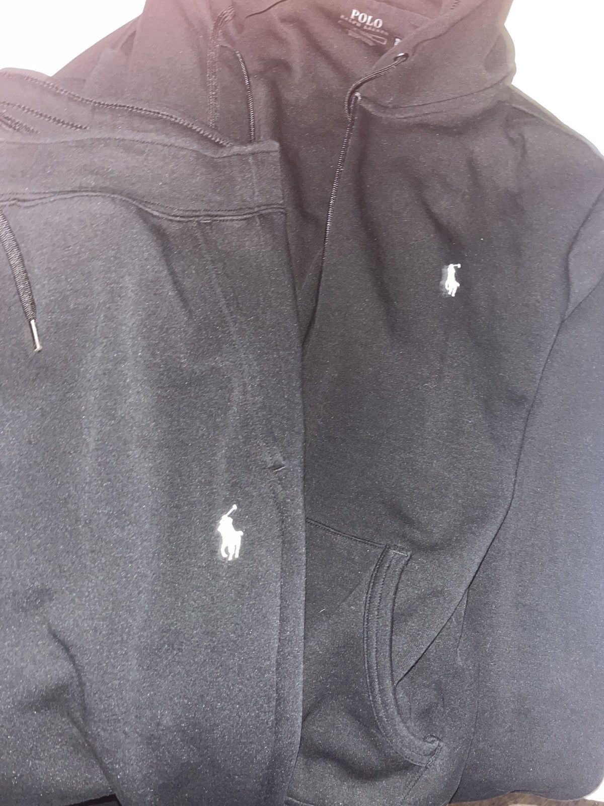 image of Polo Ralph Laurent Doubleknit Zip Up And Sweatpants in Black, Men's (Size Medium)