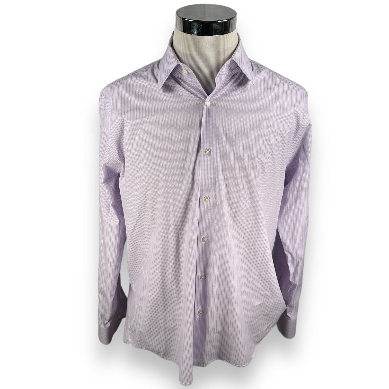Hugo Boss Hugo Boss Enzo Dress Shirt 17.5 34/35 Lavender White Button Size US XL / EU 56 / 4 - 1 Thumbnail