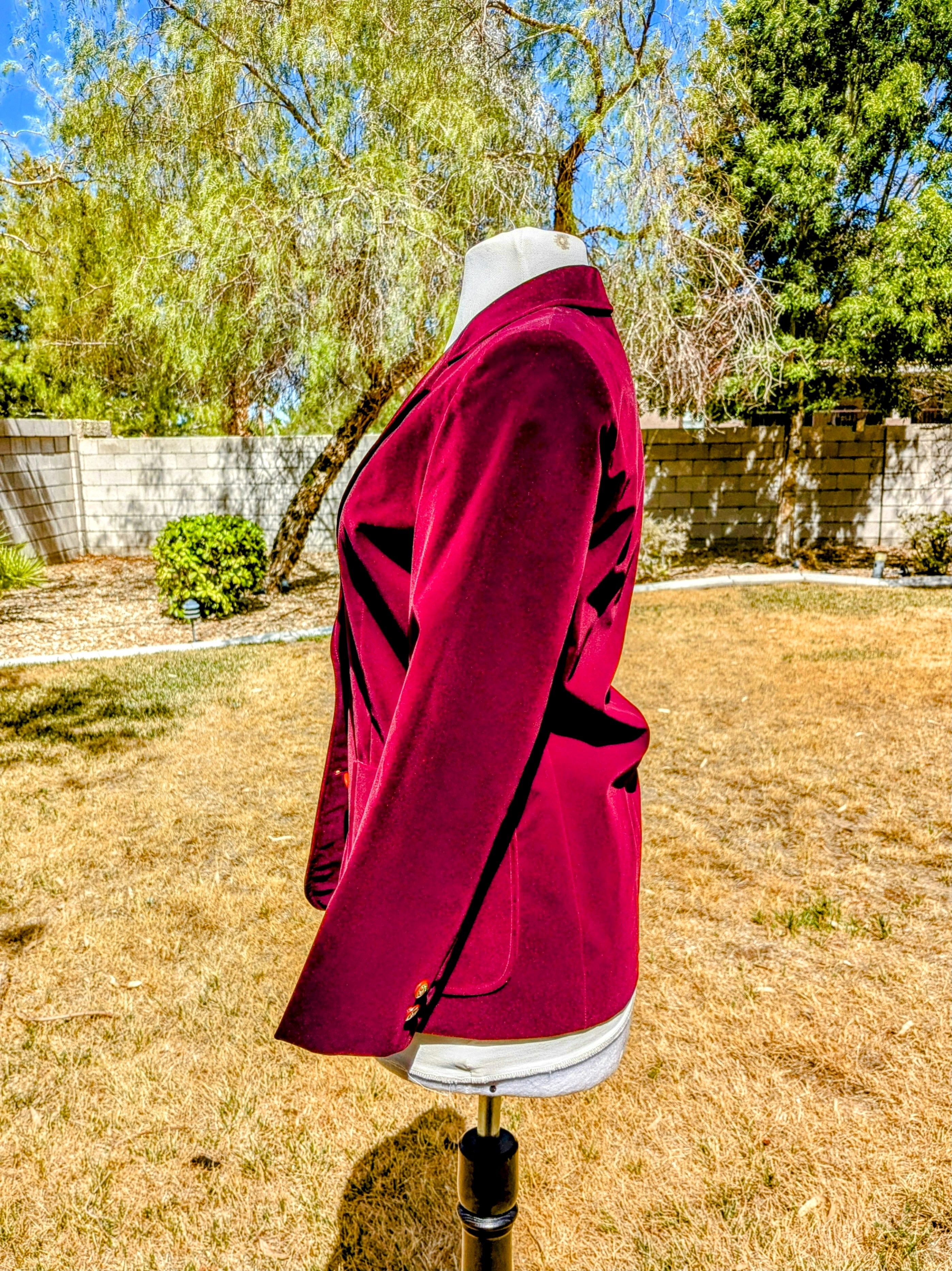 Vintage Howdy Vintage Velvet Burgundy/Maroon 2-Button Blazer Jacket Size M / US 6-8 / IT 42-44 - 2 Thumbnail