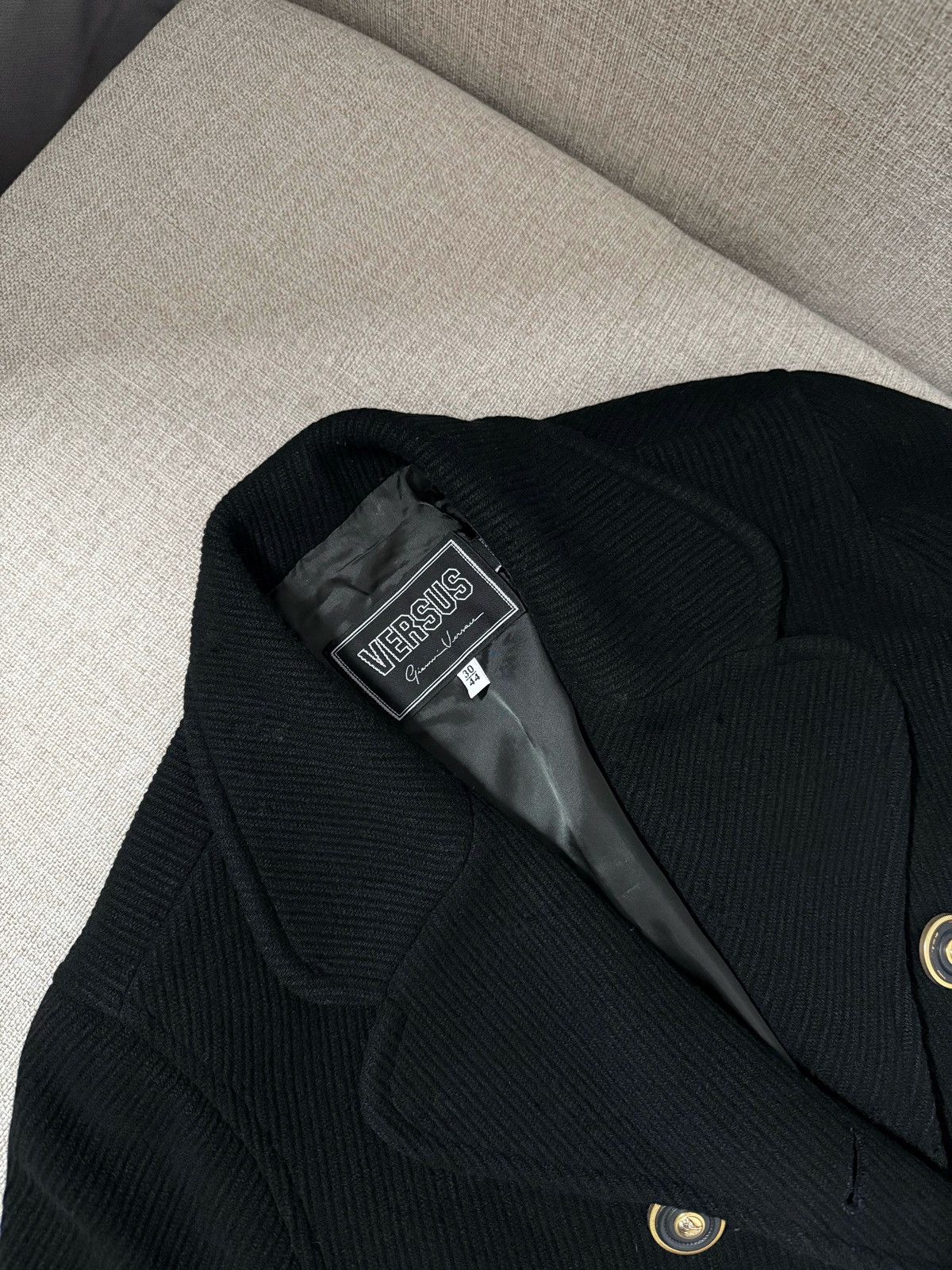 Versace Gianni Versace Black Double Breasted Wool Blend Coat IT44 Size M / US 6-8 / IT 42-44 - 3 Thumbnail