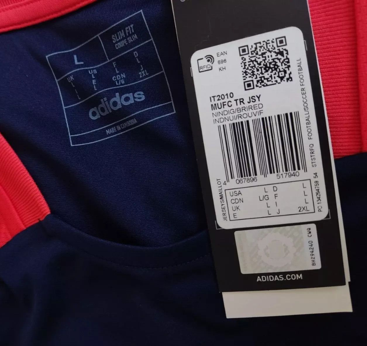 Adidas MANCHESTER UNITED TIRO 2024 TRAINING JERSEY it2010 Size US L / EU 52-54 / 3 - 5 Thumbnail