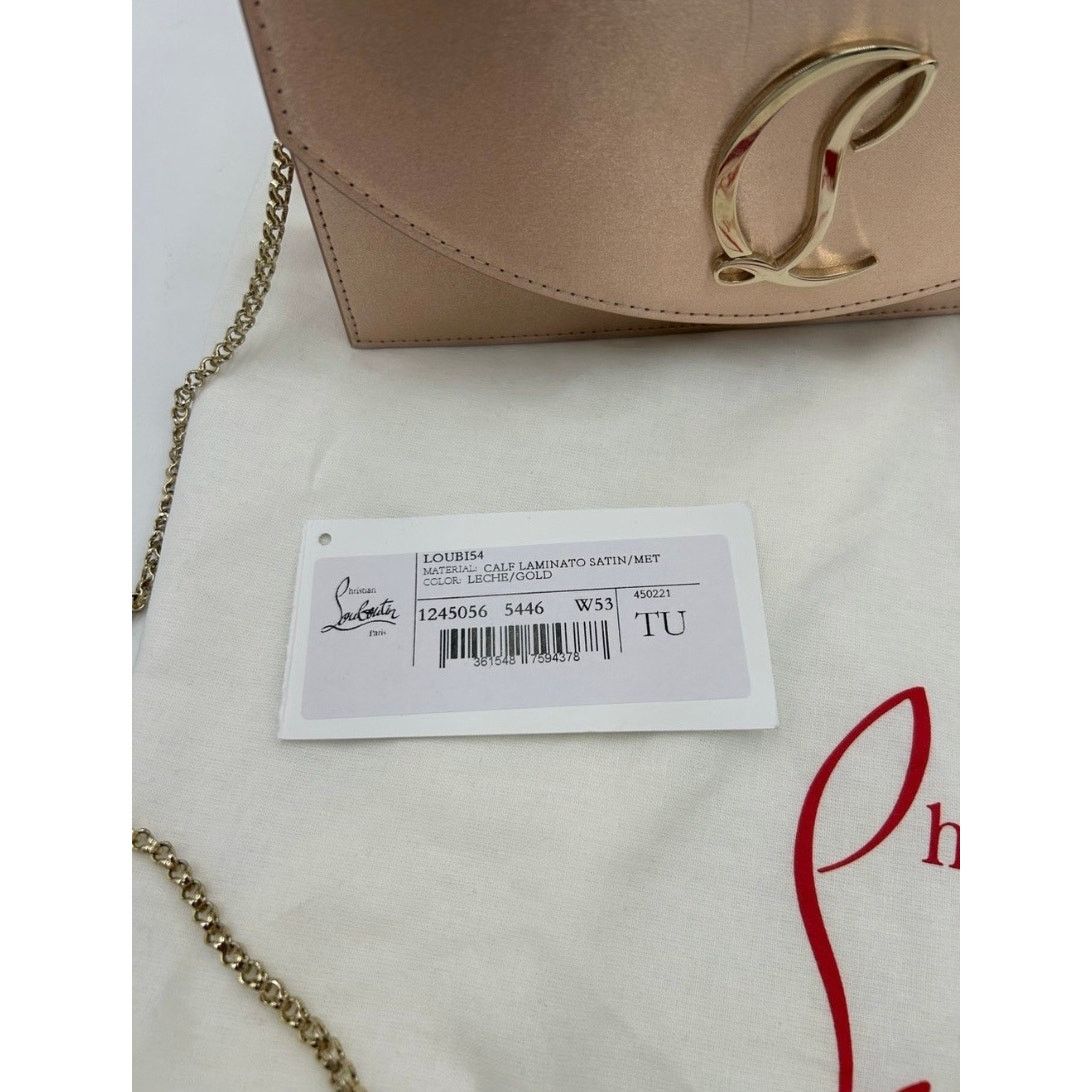 Christian Louboutin Women's Christian Louboutin LOUBI 54 clutch in gold satin Size ONE SIZE - 4 Thumbnail