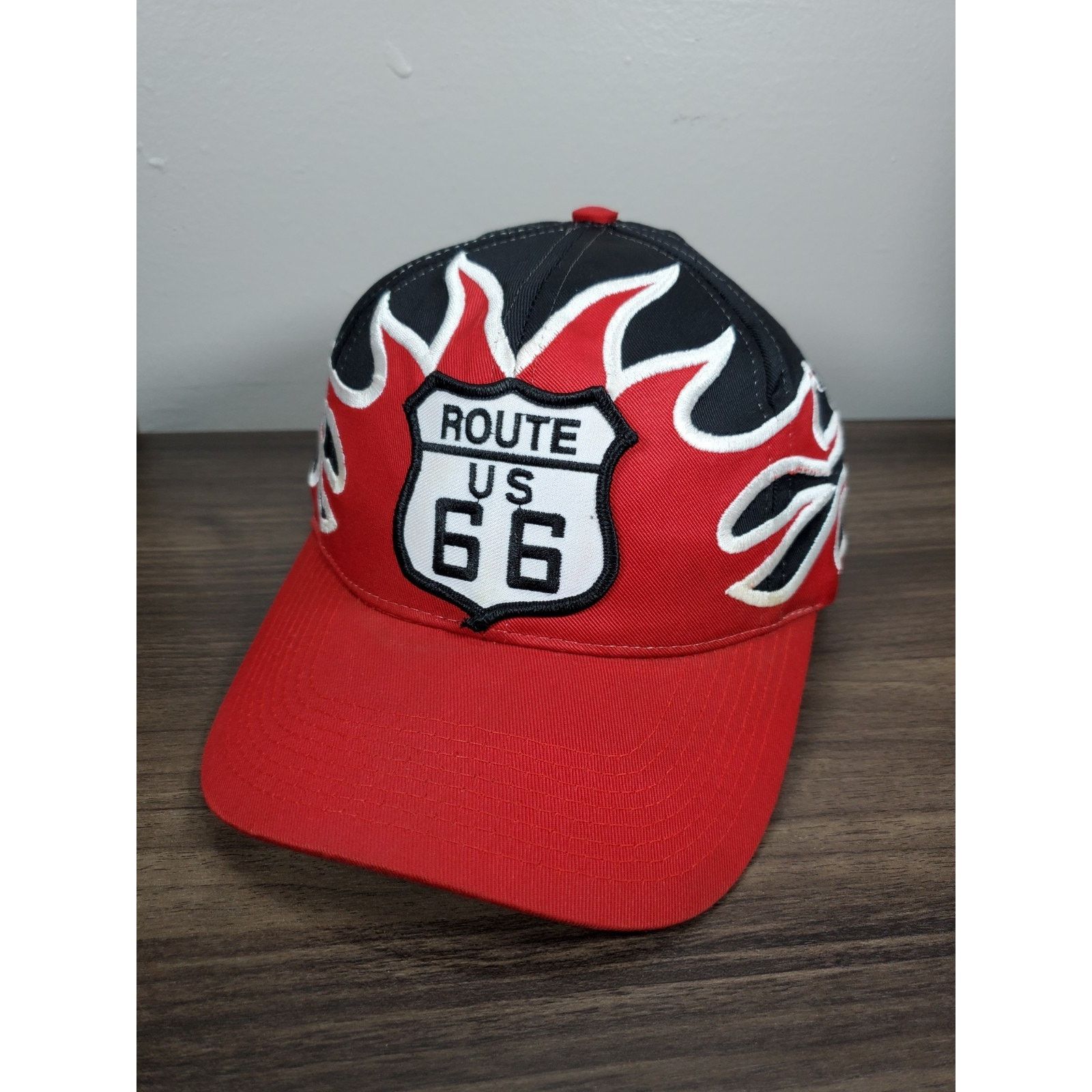 Vintage Vintage Route 66 Flame Hat Adjustable Snapback Cap Fire Size ONE SIZE - 1 Thumbnail