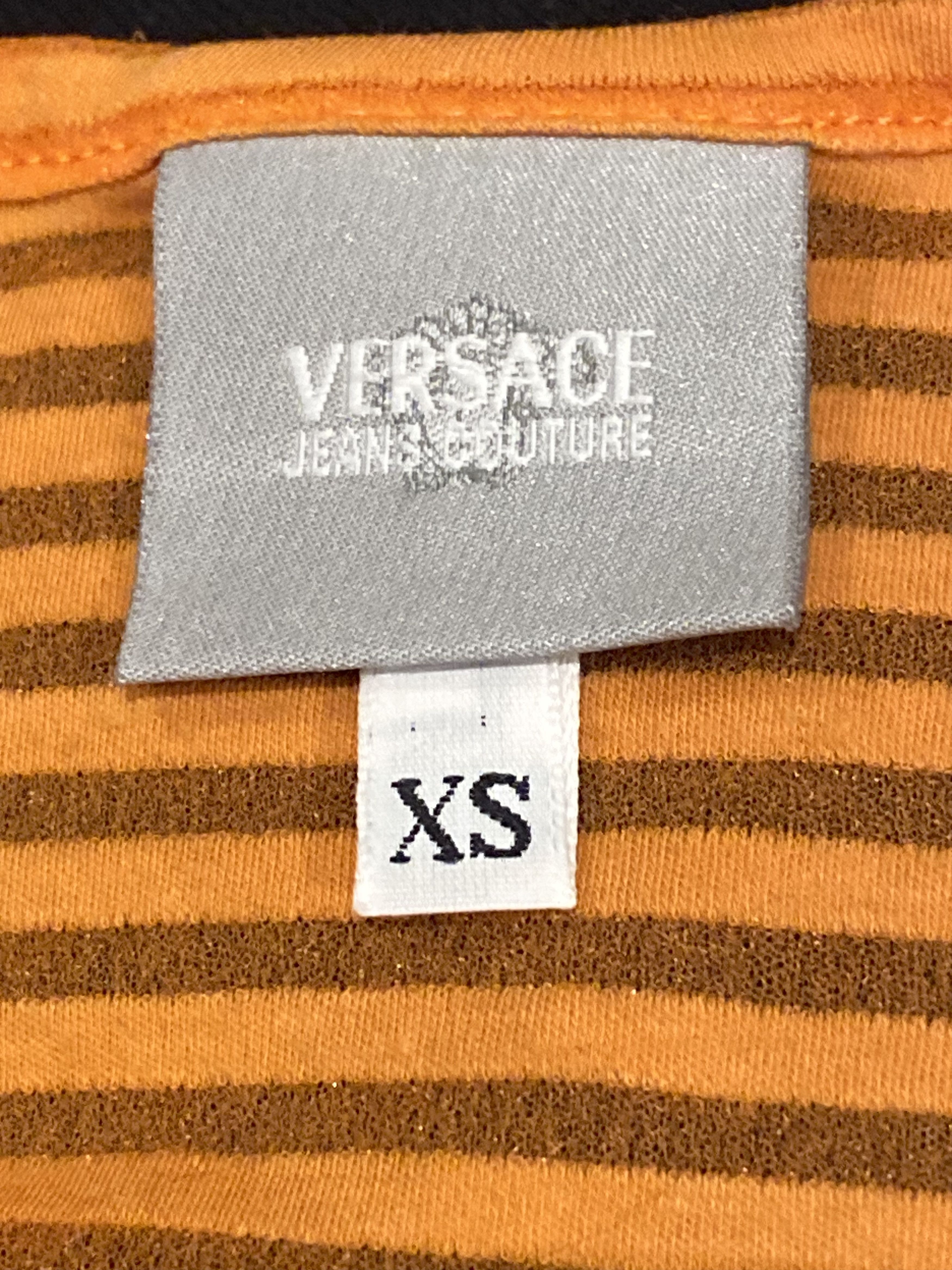 Versace Jeans Couture Vintage Versace Jeans Coutoure Sheer Striped T-Shirt Size XS / US 0-2 / IT 36-38 - 3 Thumbnail