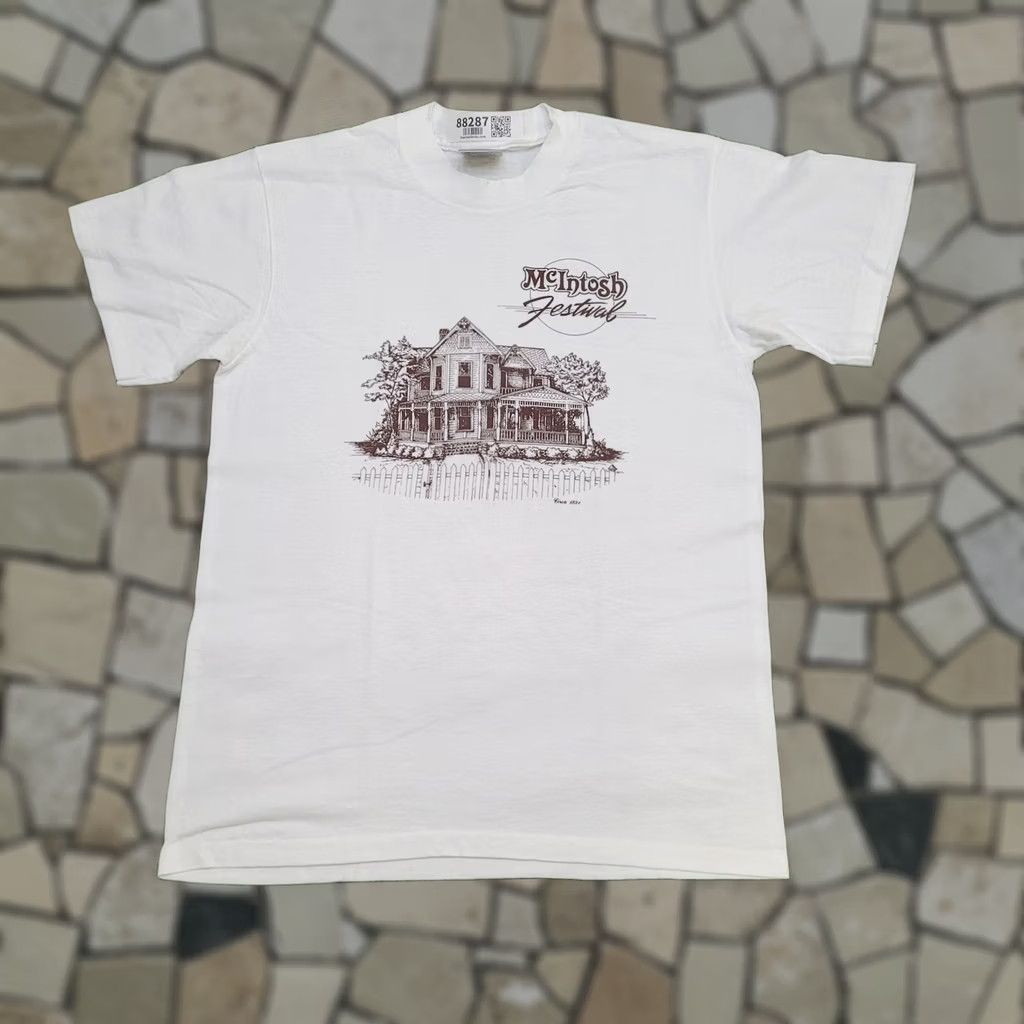Vintage VINTAGE McIntosh 1891 Festival Shirt M White Logo Graphic Tee Oneita Power 50 Short Sleeve Cropped 1990s Mens Size US M / EU 48-50 / 2 - 1 Thumbnail