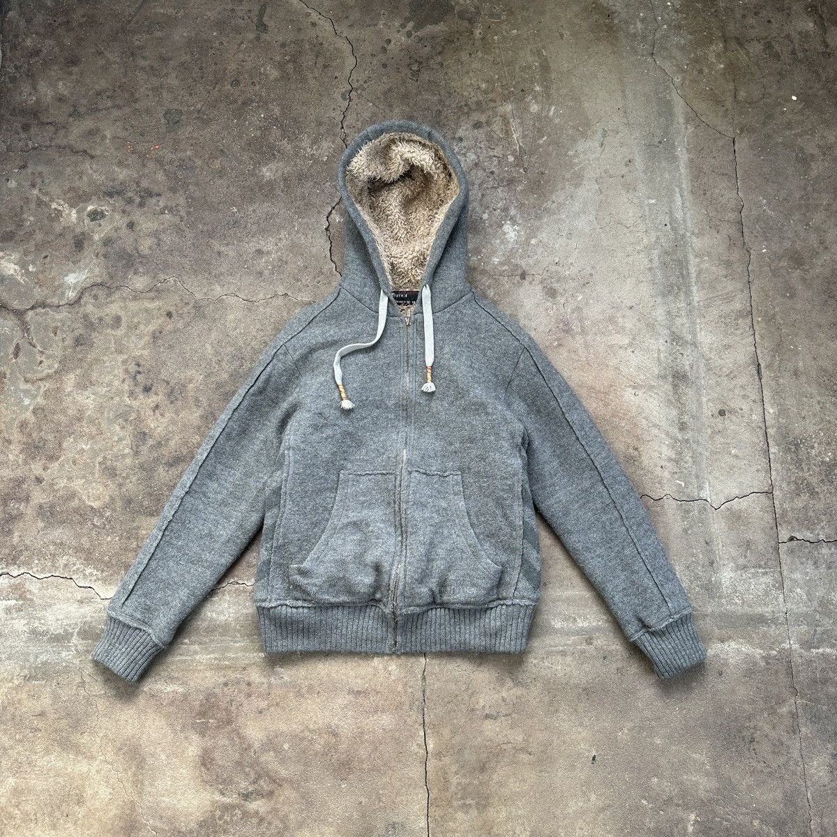 image of Avant Garde x Hummel Vintage Hummel Andrew Wool Knit Hood Zip Cardigan in Grey, Men's (Size Medium)