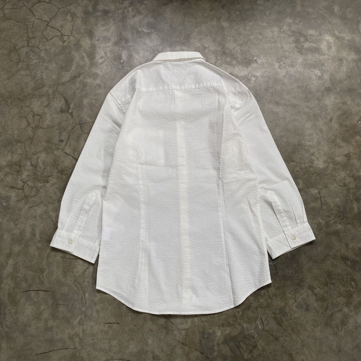 Tornado Mart Zero By Tornado Mart White Seersucker Button Up Shirt Size US M / EU 48-50 / 2 - 2 Thumbnail
