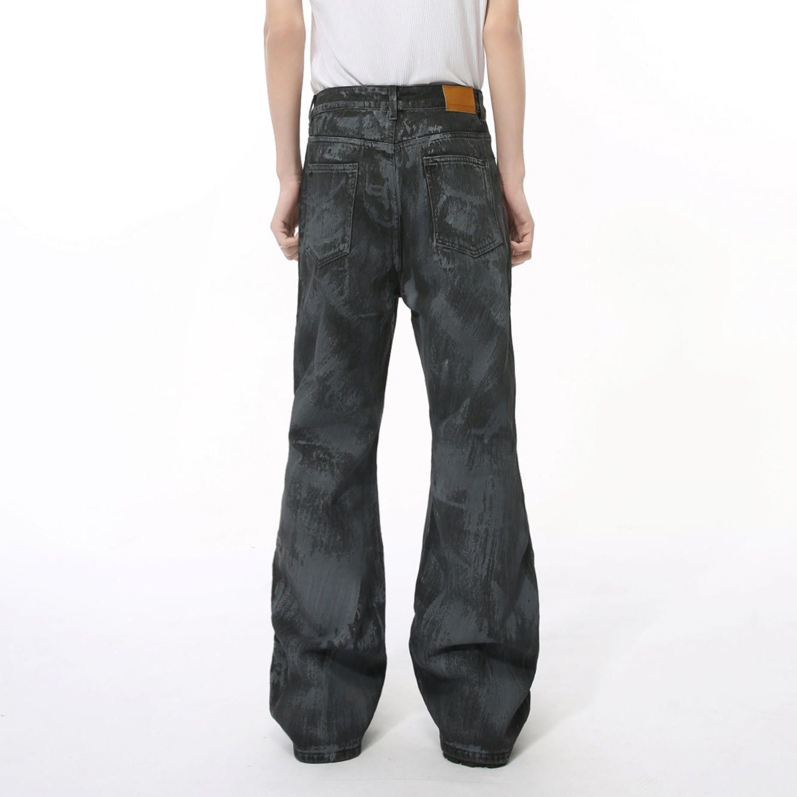 Japanese Brand Black Wide Leg Denim Jeans, Loose Fit Casual Pants Size US 32 / EU 48 - 2 Thumbnail