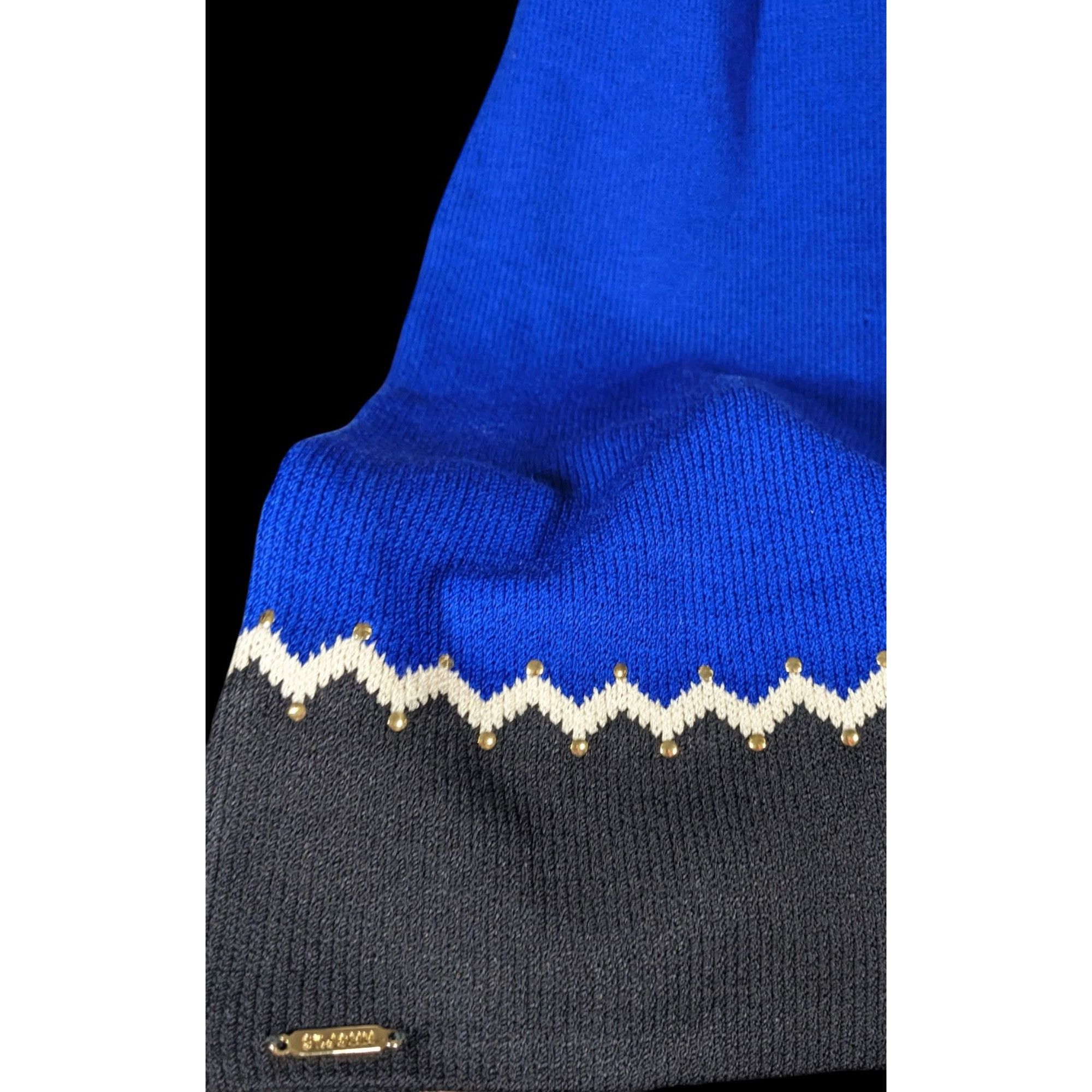 Other St. John Santana Blue And Black Knit Wool Scarf Size ONE SIZE - 5 Thumbnail