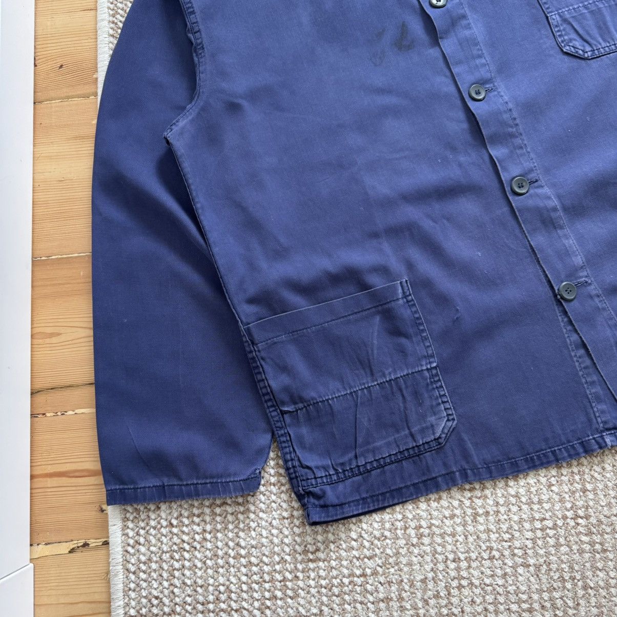 Le Laboureur French vintage faded sanfor work chore stained worn jacket Size US XL / EU 56 / 4 - 5 Thumbnail