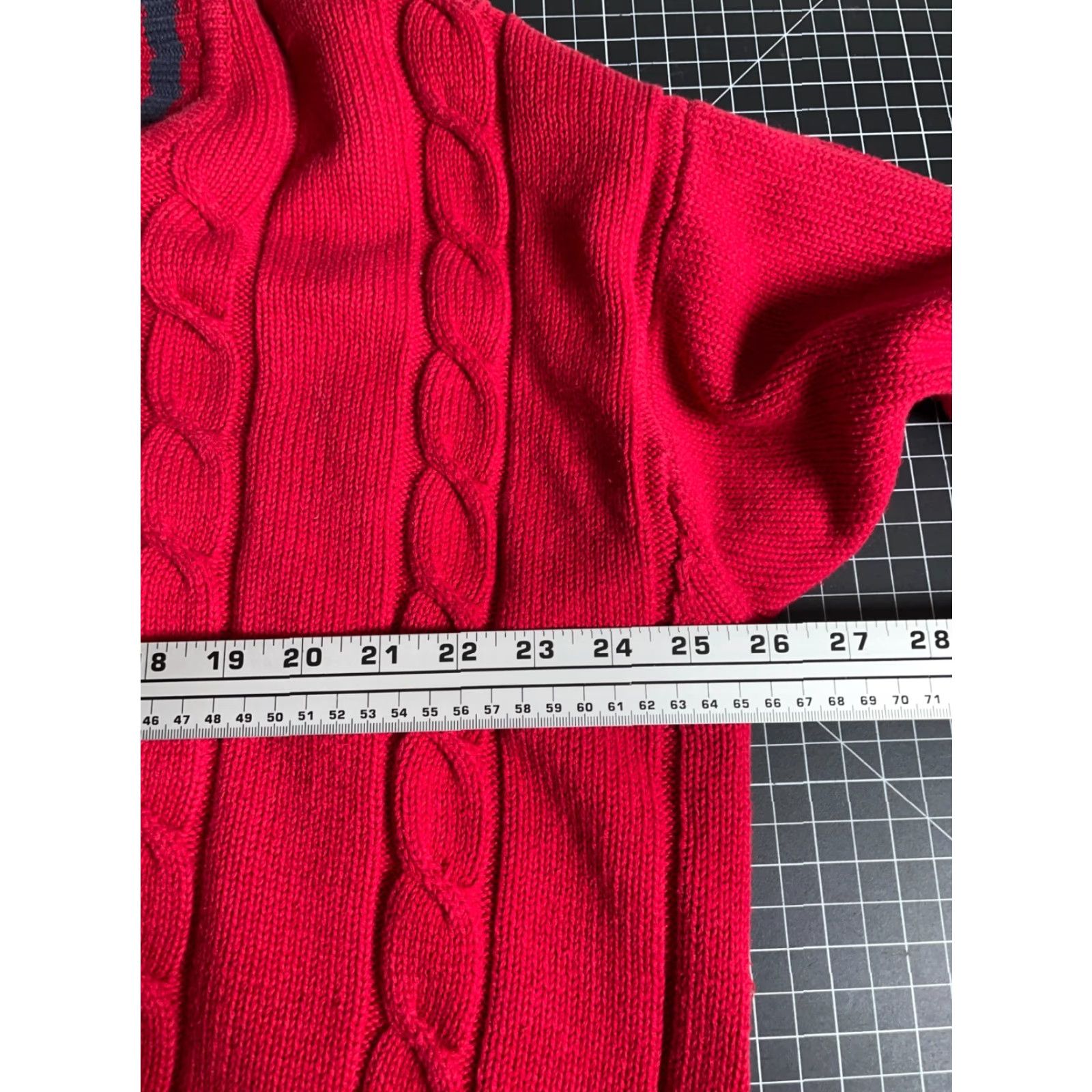 Gap VINTAGE Gap Tennis Sweater Men XL Red Blue V-Neck Cable Cotton Knit Preppy 90s Mens Pullover Winter Size US XL / EU 56 / 4 - 5 Thumbnail