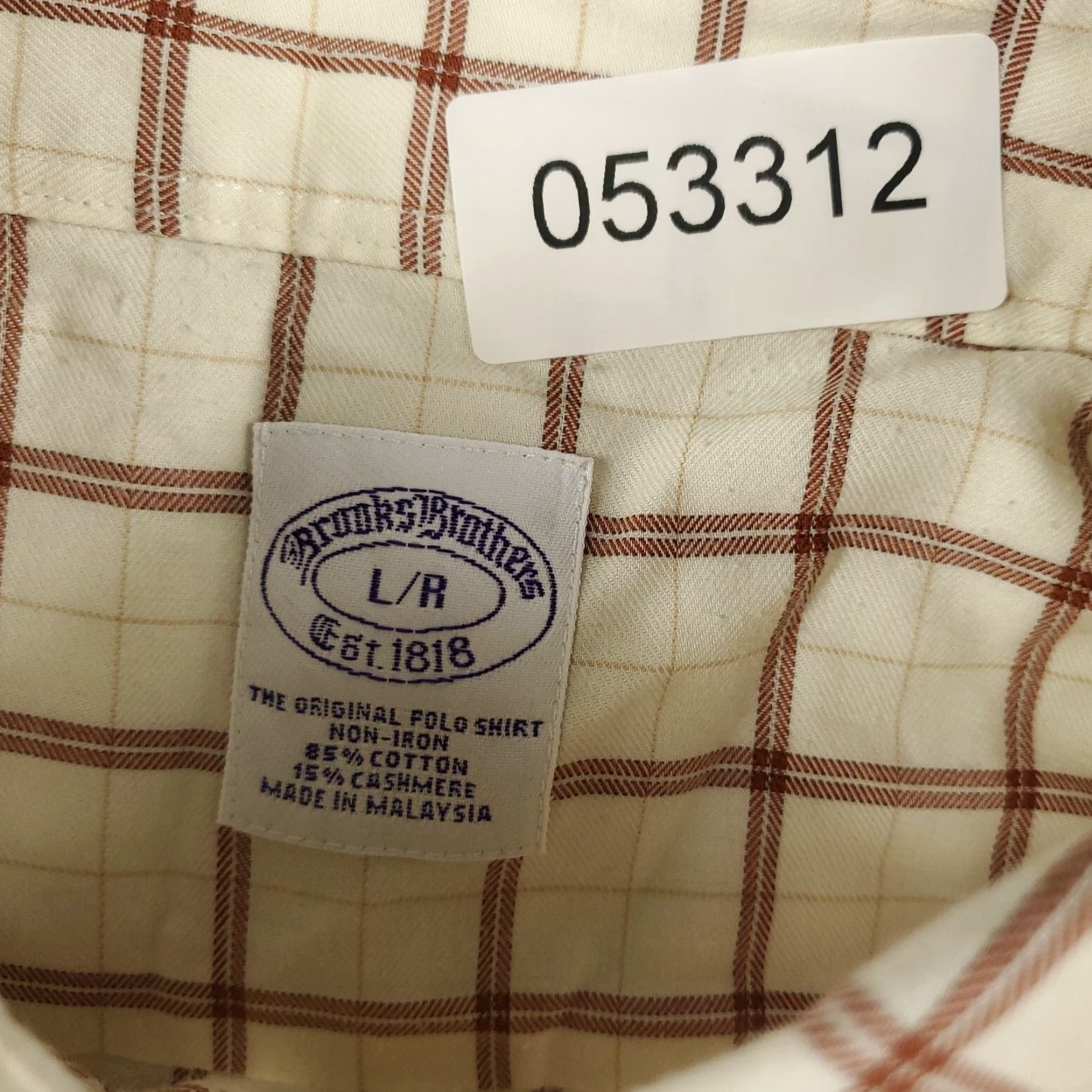 Brooks Brothers BROOKS BROTHERS Shirt Mens Large Beige Check Button-Up Long Sleeve Casual Formal Workwear Size US L / EU 52-54 / 3 - 6 Thumbnail