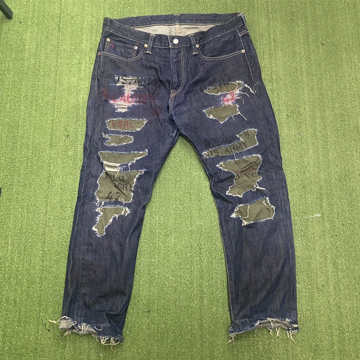 Polo Ralph Lauren W34-36 Polo Ralph Lauren Distressed Denim Jeans Army Ripped Size US 34 / EU 50 - 1 Thumbnail