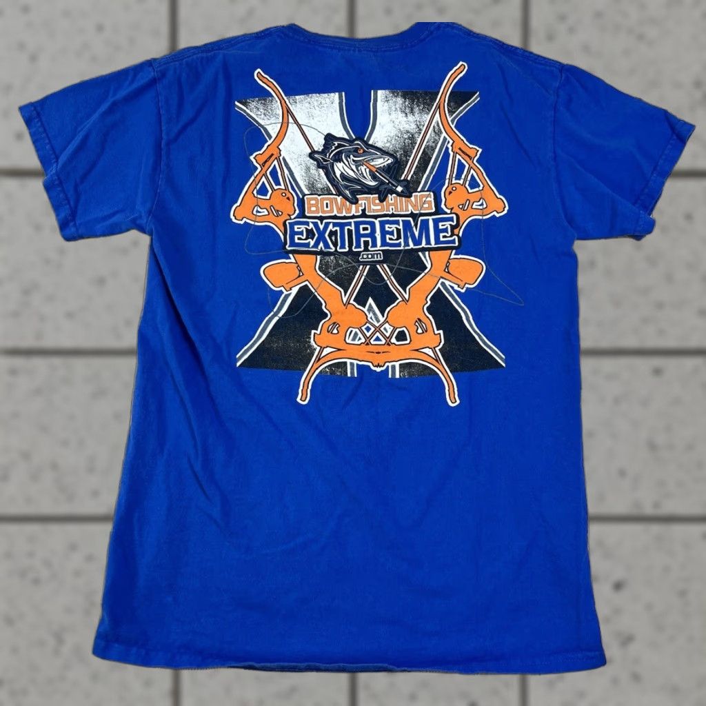 Vintage Bow Fishing Extreme T-Shirt Blue Small Men Size S Graphic Print Bow Accent 90s? Size US S / EU 44-46 / 1 - 1 Thumbnail