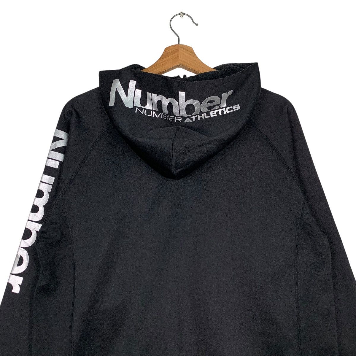 Japanese Brand NUMBER ATHLETICS Big Logo Zipper Hoodie Sweatshirt #1277-C57 Size US L / EU 52-54 / 3 - 19 Thumbnail