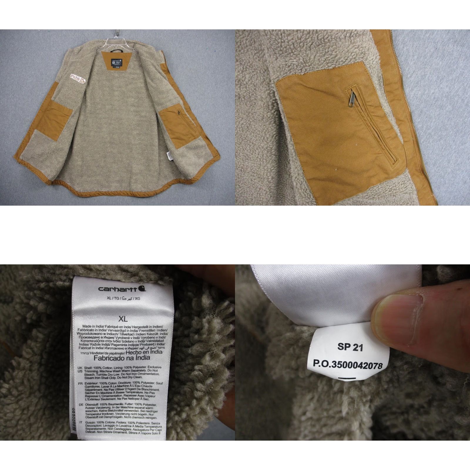 Carhartt VINTAGE Carhartt Vest Mens XL Brown Canvas Loose Fit Sherpa Lined Full Zip OV4277-M Size US XL / EU 56 / 4 - 9 Thumbnail