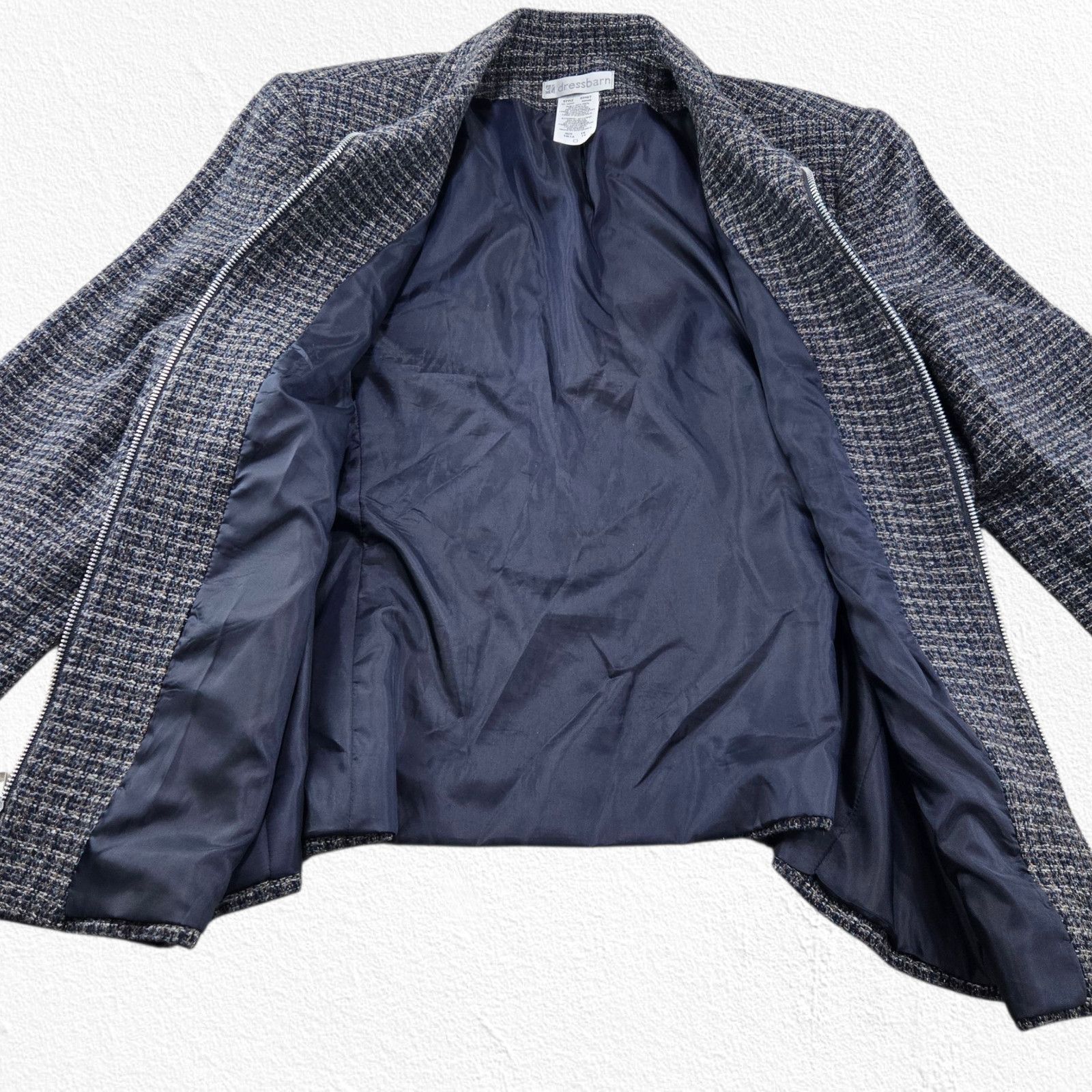 Vintage Vintage Blue Wool Blend Minimalist Tweed Zip Jacket Size 14 Size XL / US 12-14 / IT 48-50 - 6 Thumbnail