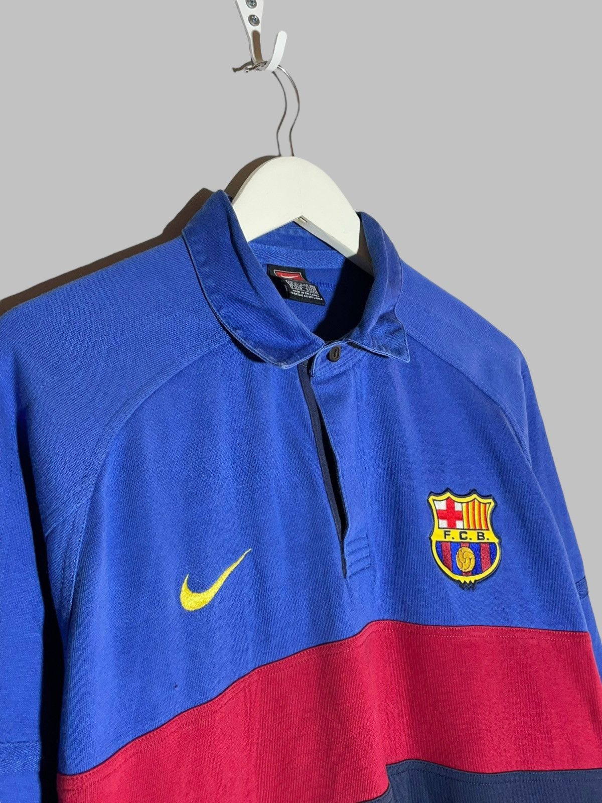 Nike × Vintage FC Barcelona Vintage Nike Swoosh 90’s Y2K Hype Long Sleeve Size US XL / EU 56 / 4 - 3 Thumbnail