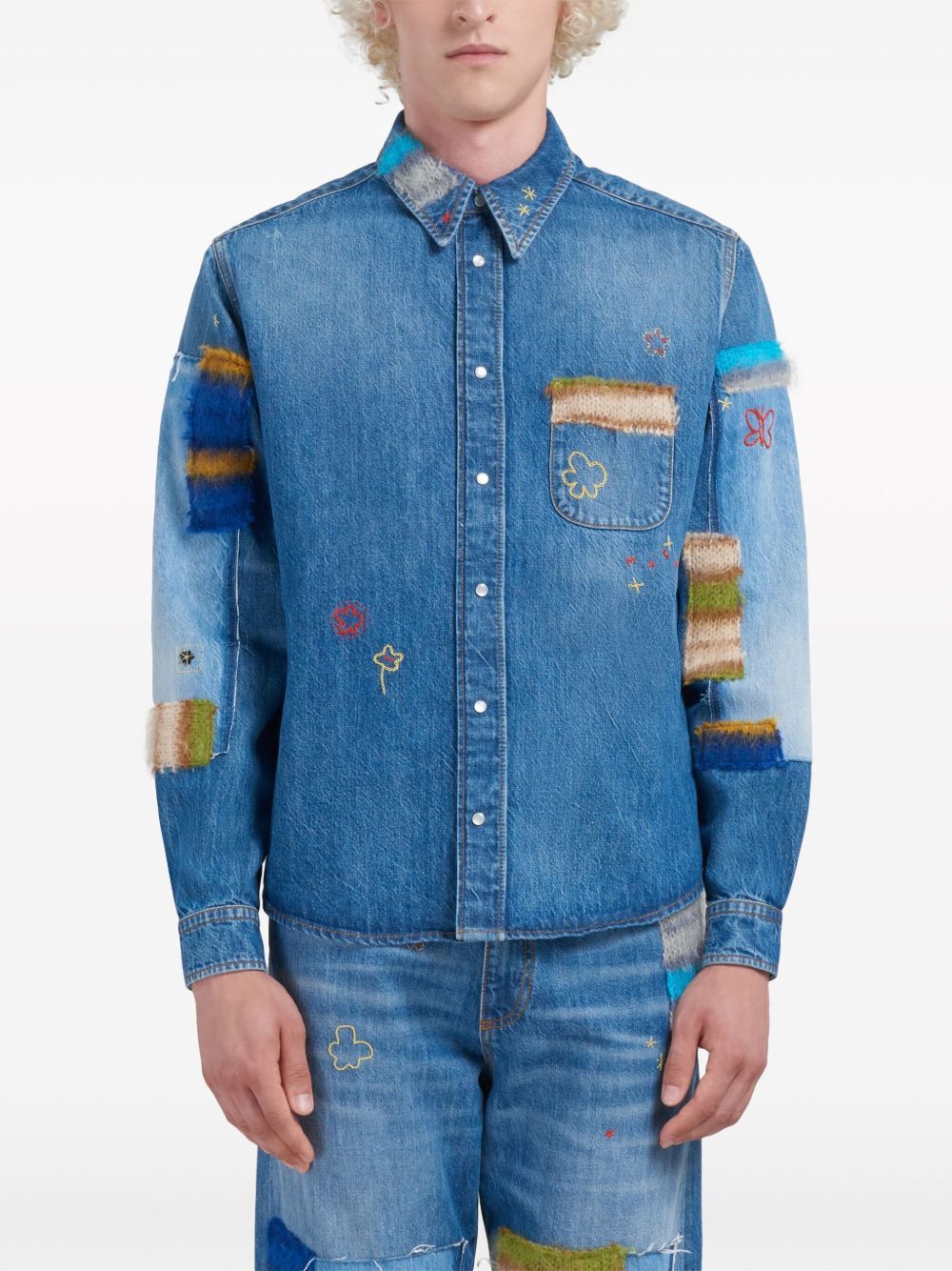 Marni o1w1db10125 Embroidered Denim Shirt in Multicolor Size US XL / EU 56 / 4 - 3 Thumbnail