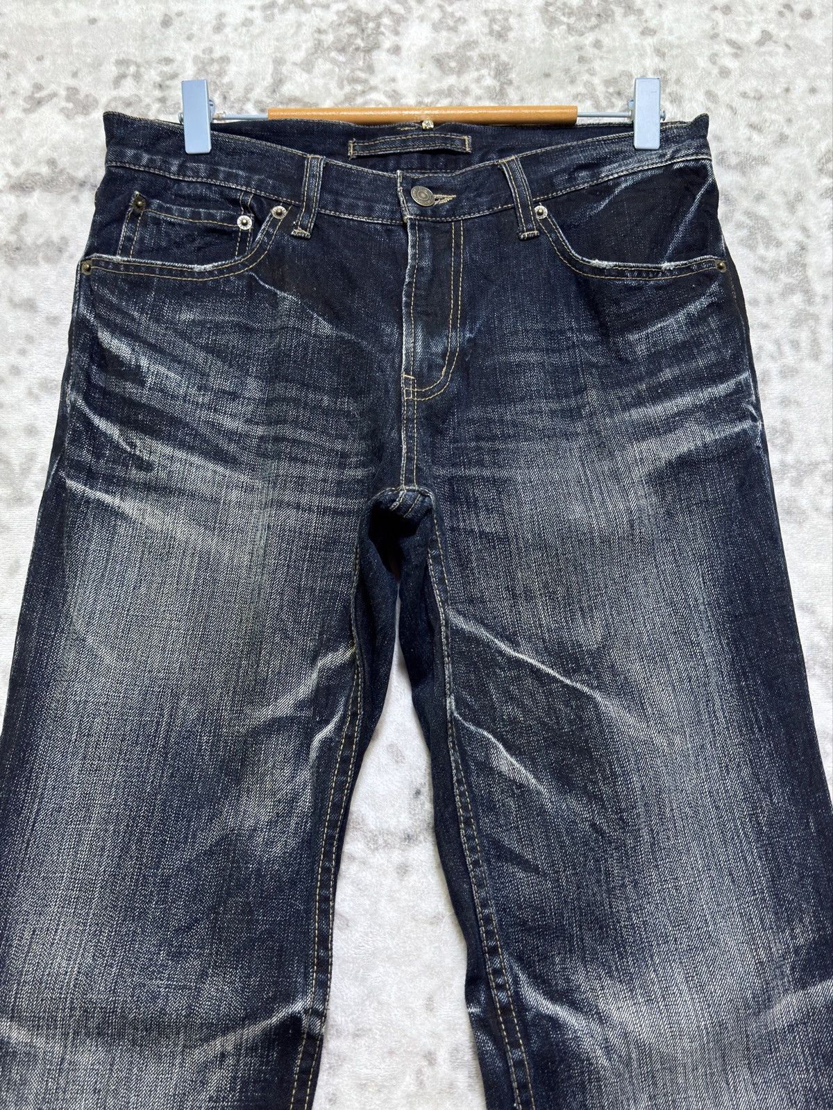 PPFM PPFM Avant-Garde Whiskered Acid Wash Distressed Indigo Denim Size US 31 - 3 Thumbnail