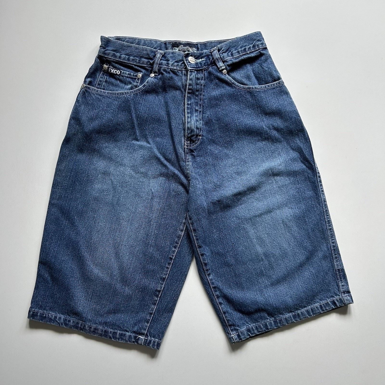 Vintage Vintage Exco Jorts Mens 28 Y2K Blue Denim Jean Shorts Baggy Size US 28 / EU 44 - 3 Thumbnail
