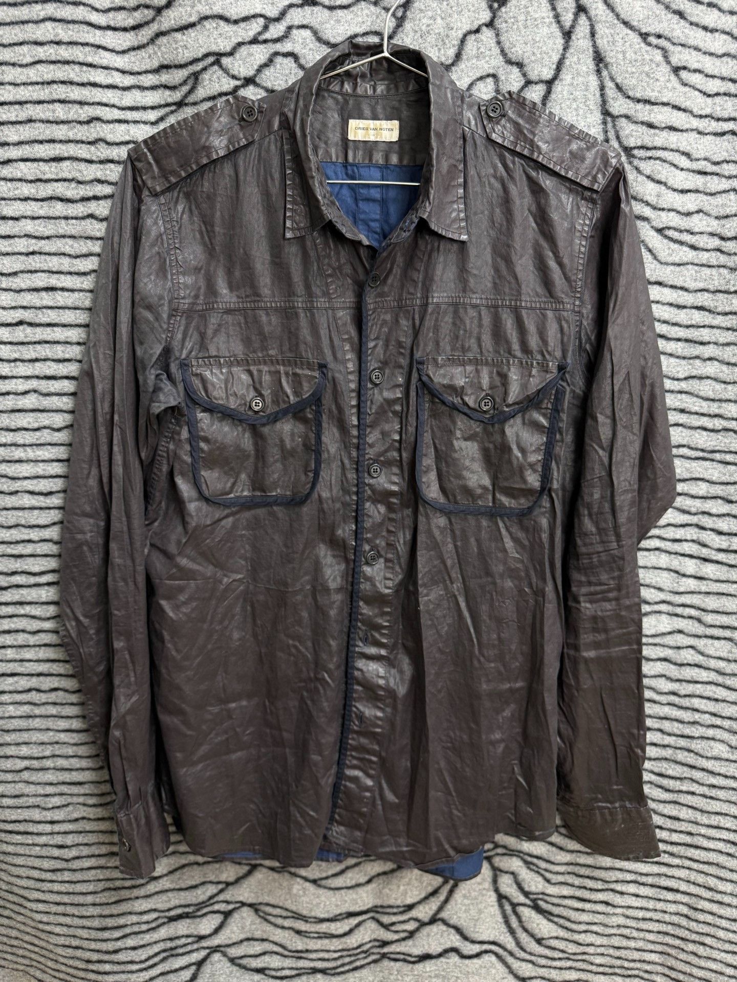 Dries Van Noten Dries van Noten Waxed Denim Shirt Size US S / EU 44-46 / 1 - 1 Thumbnail