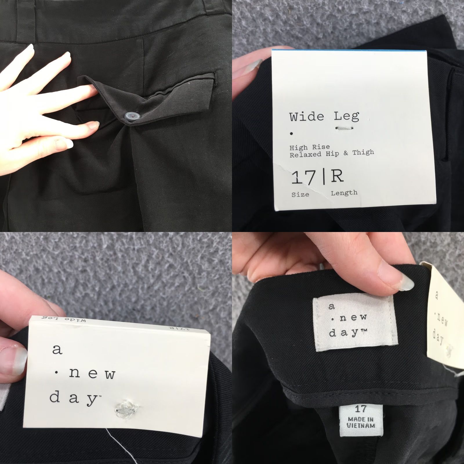 Vintage A New Day Wide Leg Pants Womens 17R Black High Rise Relaxed Fit Casual NEW Size 38" / US 16 / IT 52 - 10 Thumbnail