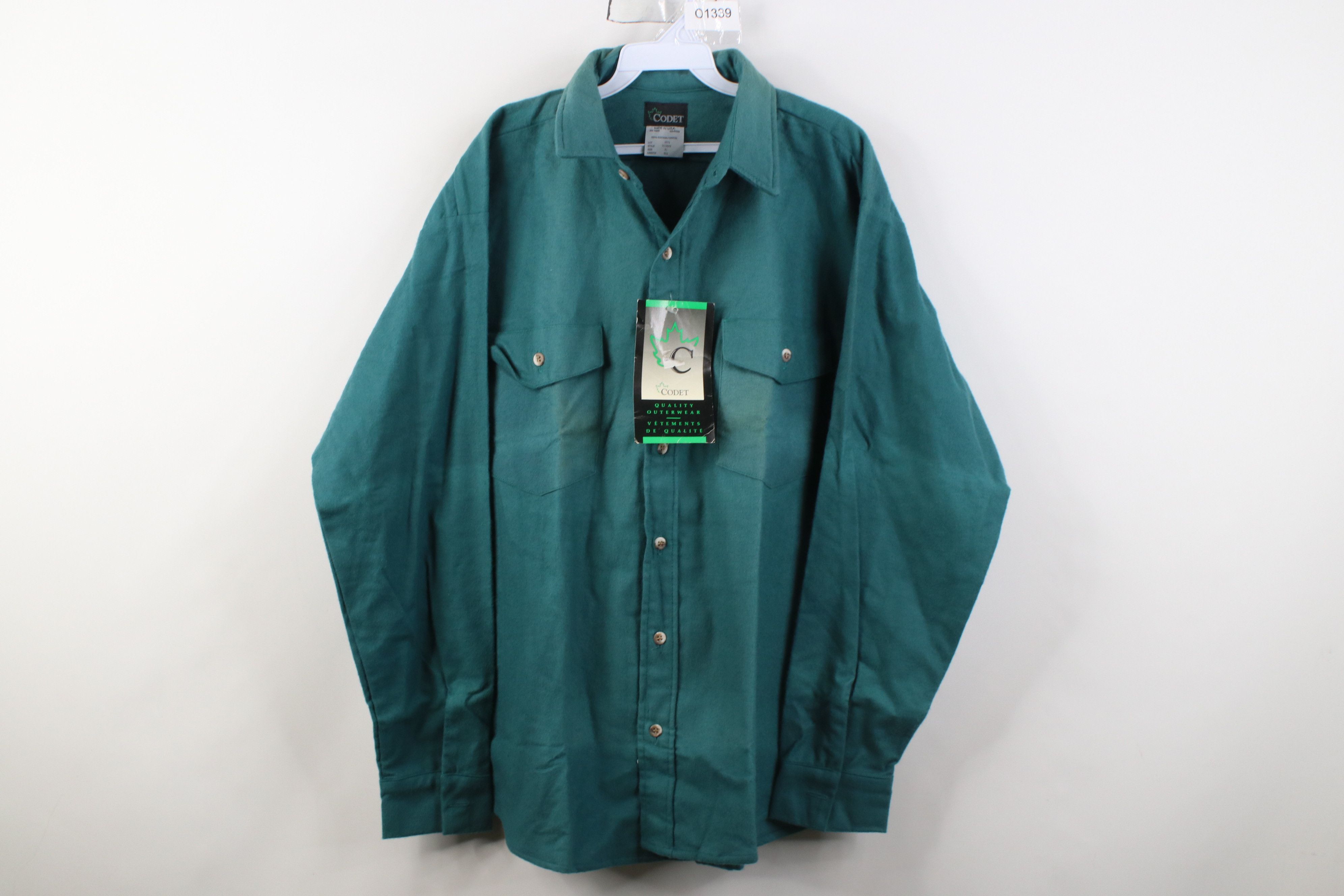 Vintage Deadstock Vintage 70s 80s Cloth Button Shirt Green USA Size US XL / EU 56 / 4 - 1 Thumbnail