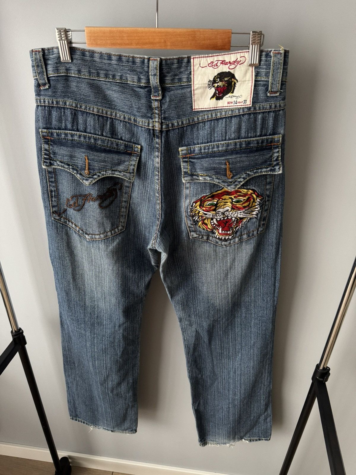 Ed Hardy Vintage 90s Edhardy Tiger Head Denim Embroidery Jeans sz 34 Size US 34 / EU 50 - 2 Thumbnail