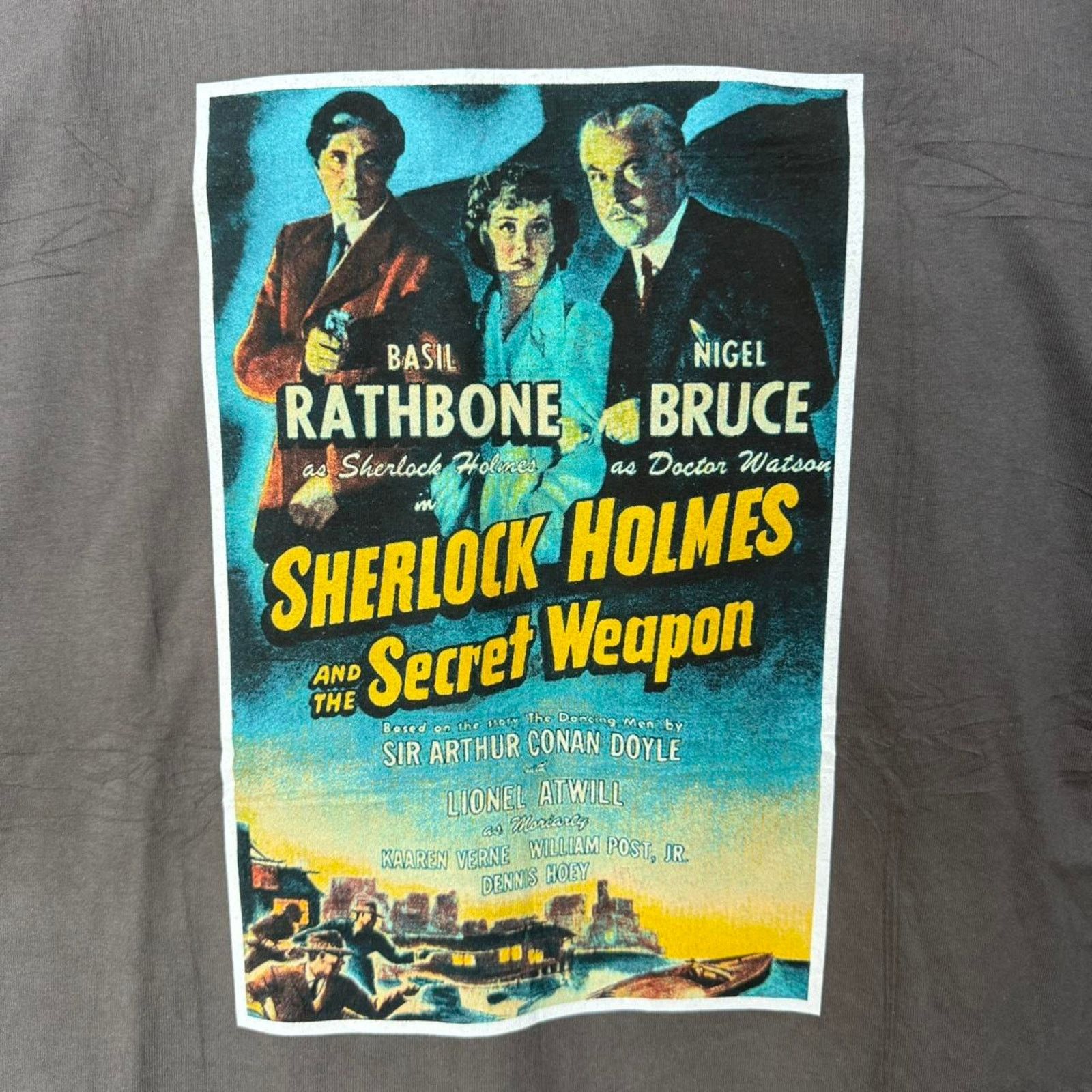 Hanes Vintage Y2K Sherlock Holmes Retro Movie T-Shirt Grey Size US XL / EU 56 / 4 - 4 Thumbnail