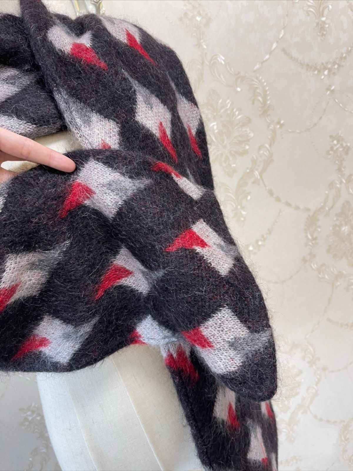 Saint Laurent Paris SAINT LAURENT BlackRed Mohair Neck Scarf Size ONE SIZE - 5 Thumbnail