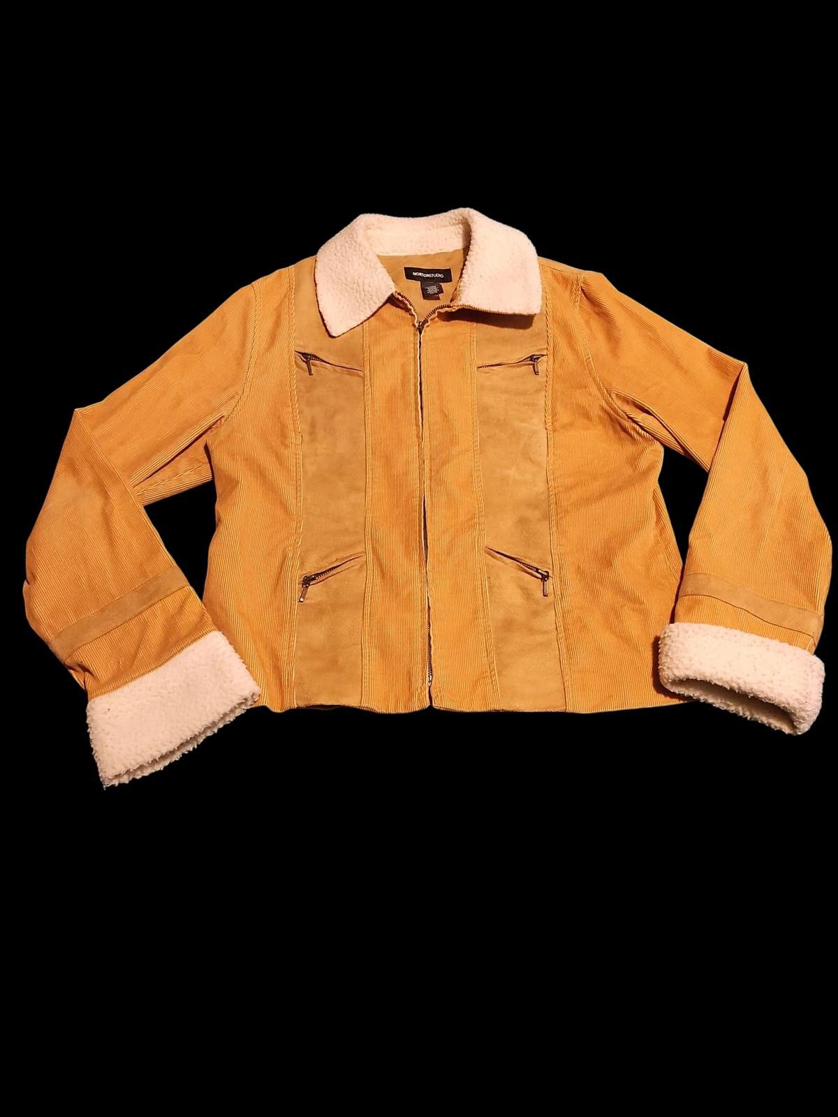 Designer Norton Studio Women's Tan Suede Jacket with Sherpa Lining Size XL / US 12-14 / IT 48-50 - 2 Thumbnail