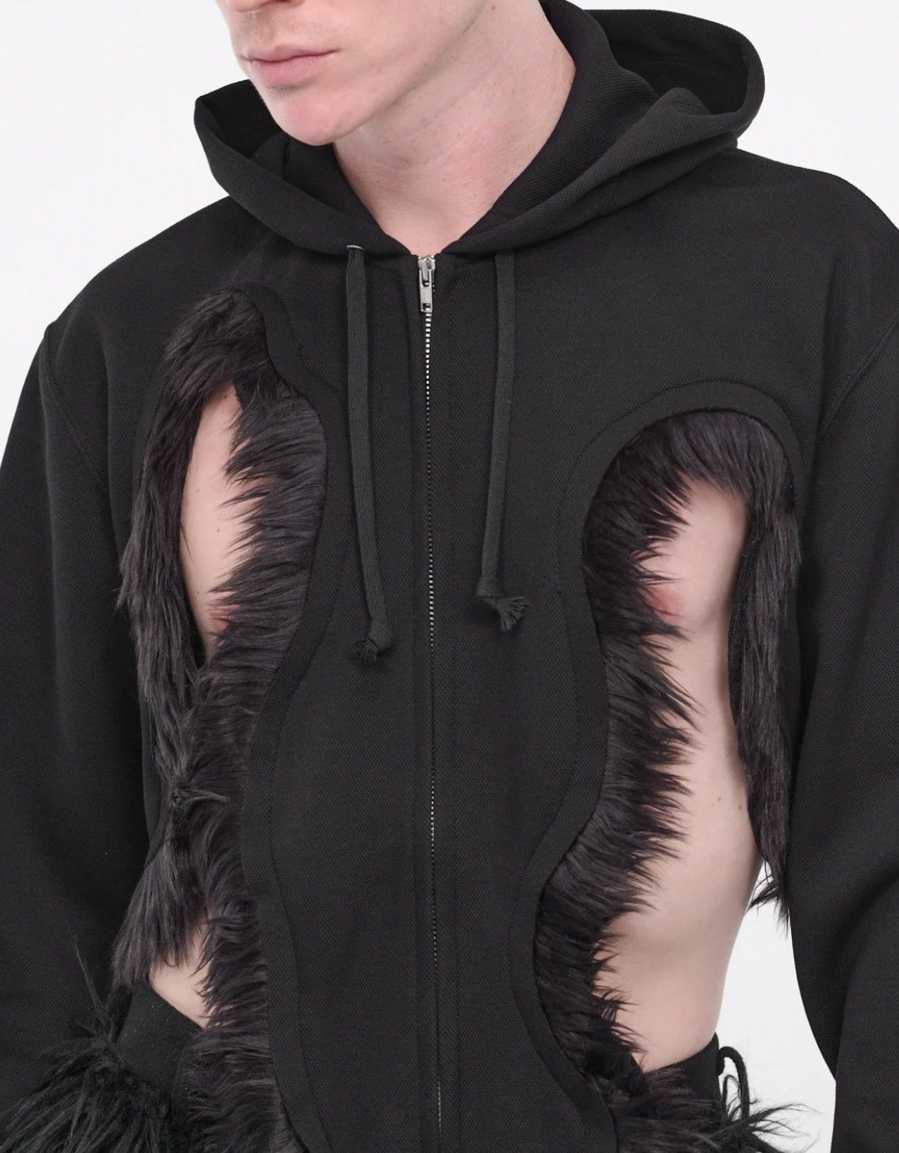 Comme des Garcons × Comme des Garcons Homme Plus comme des garçons Homme plus fur cut out hoodie runway Size 48R - 3 Thumbnail
