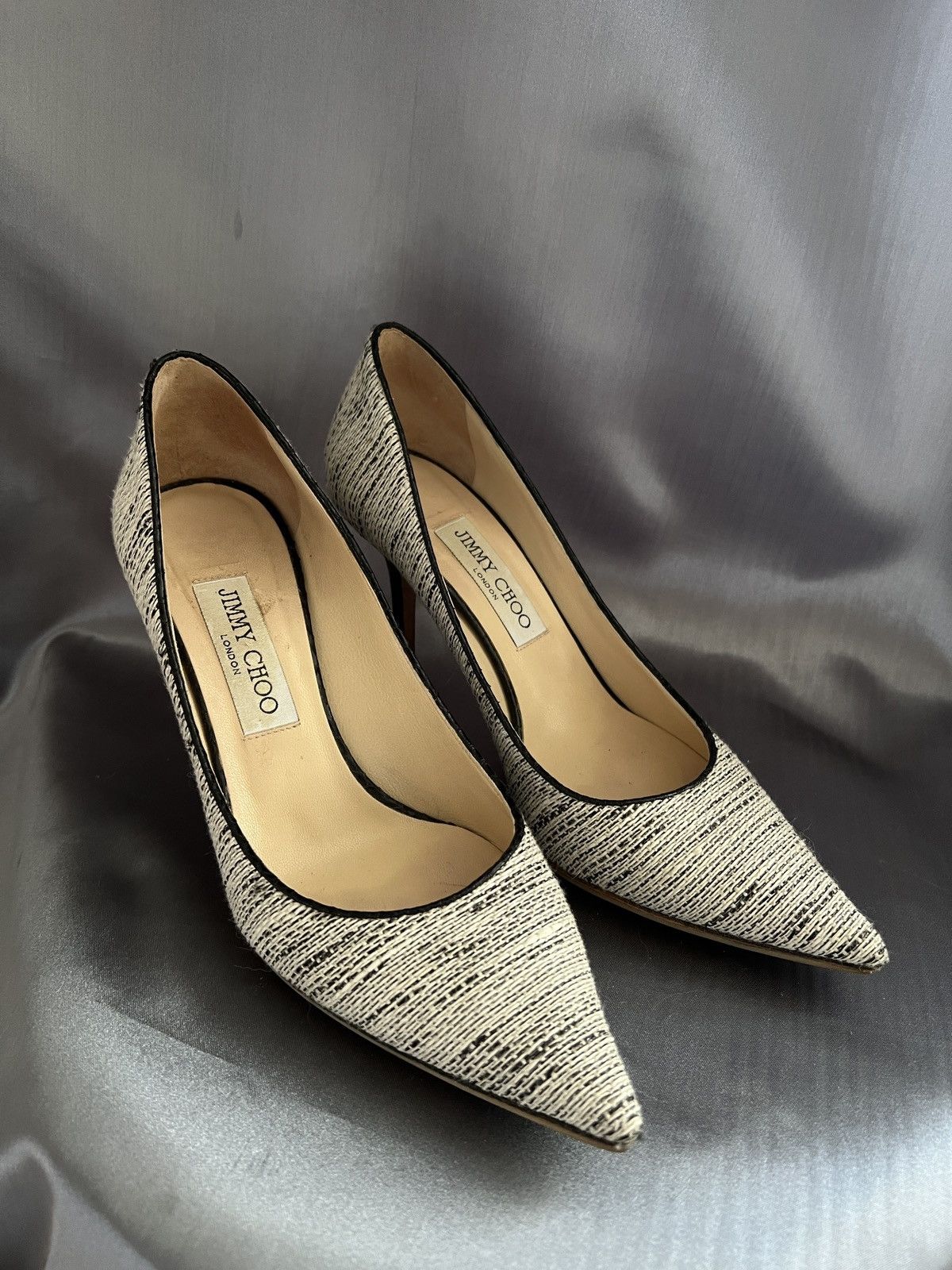 Jimmy Choo Jimmy choo leather and canva heels Size US 8 / IT 38 - 3 Thumbnail