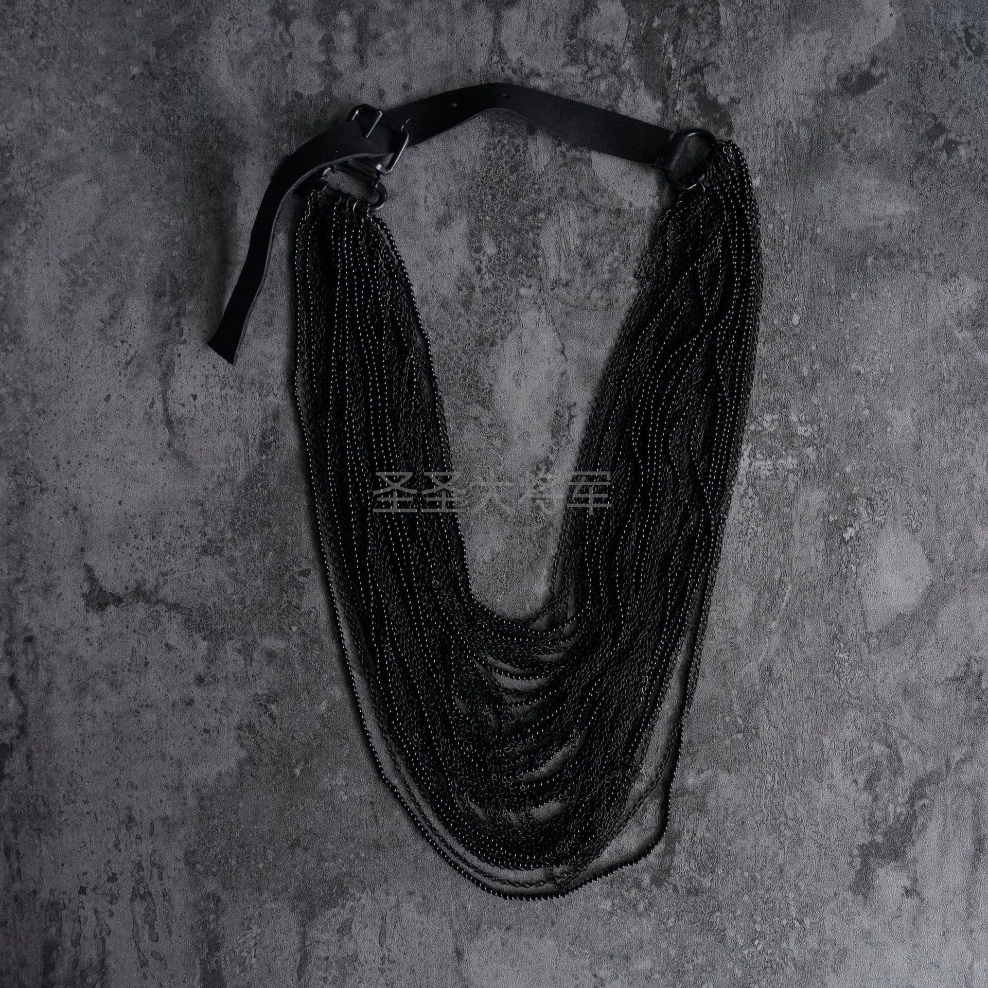Goti Goti Dark Horsehide Overlay Silver Chain w/ Black Agate Size ONE SIZE - 1 Thumbnail