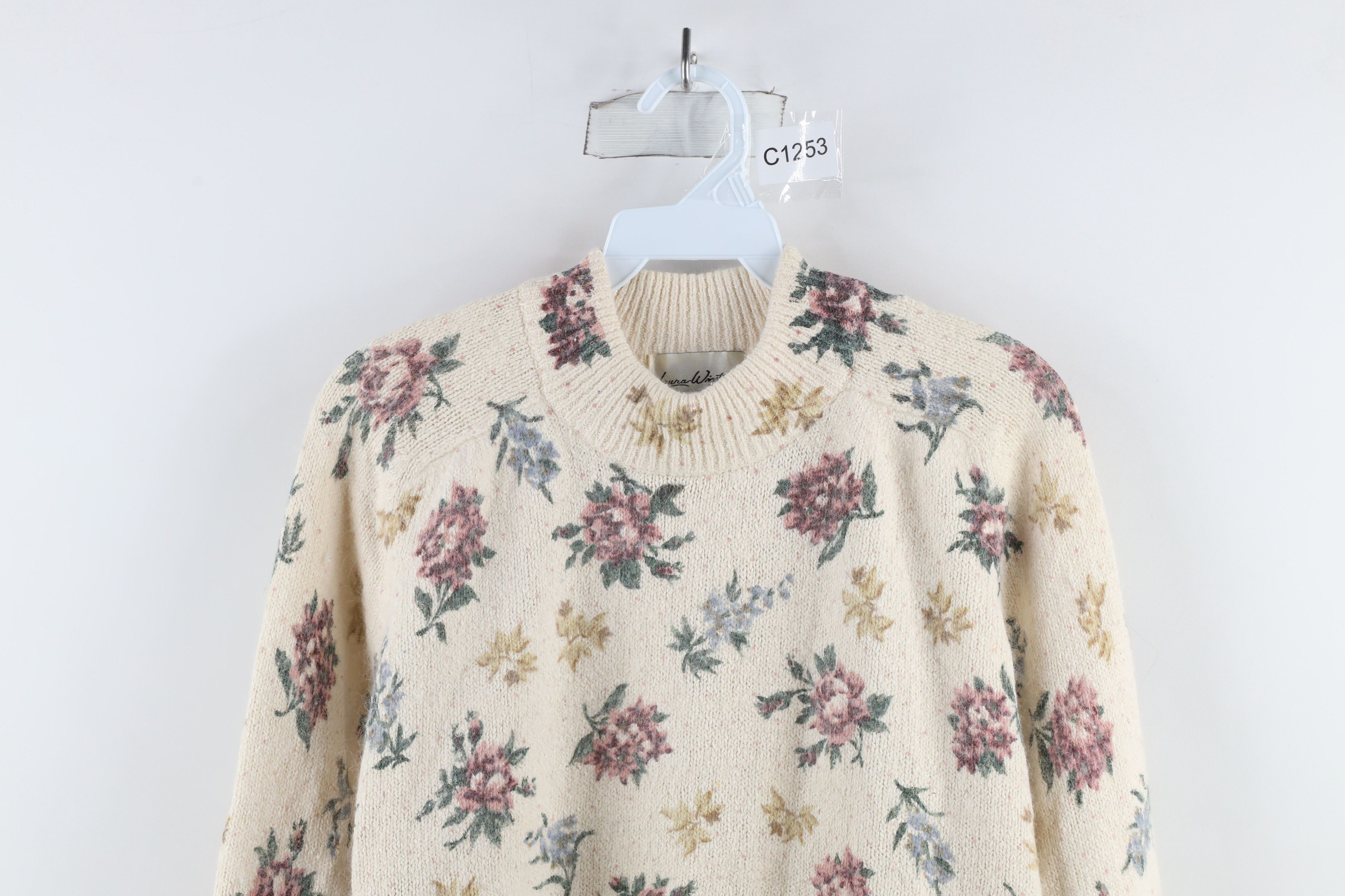 Vintage Vintage 90s Country Primitive Wool Knit Flower Sweater Size M / US 6-8 / IT 42-44 - 2 Thumbnail