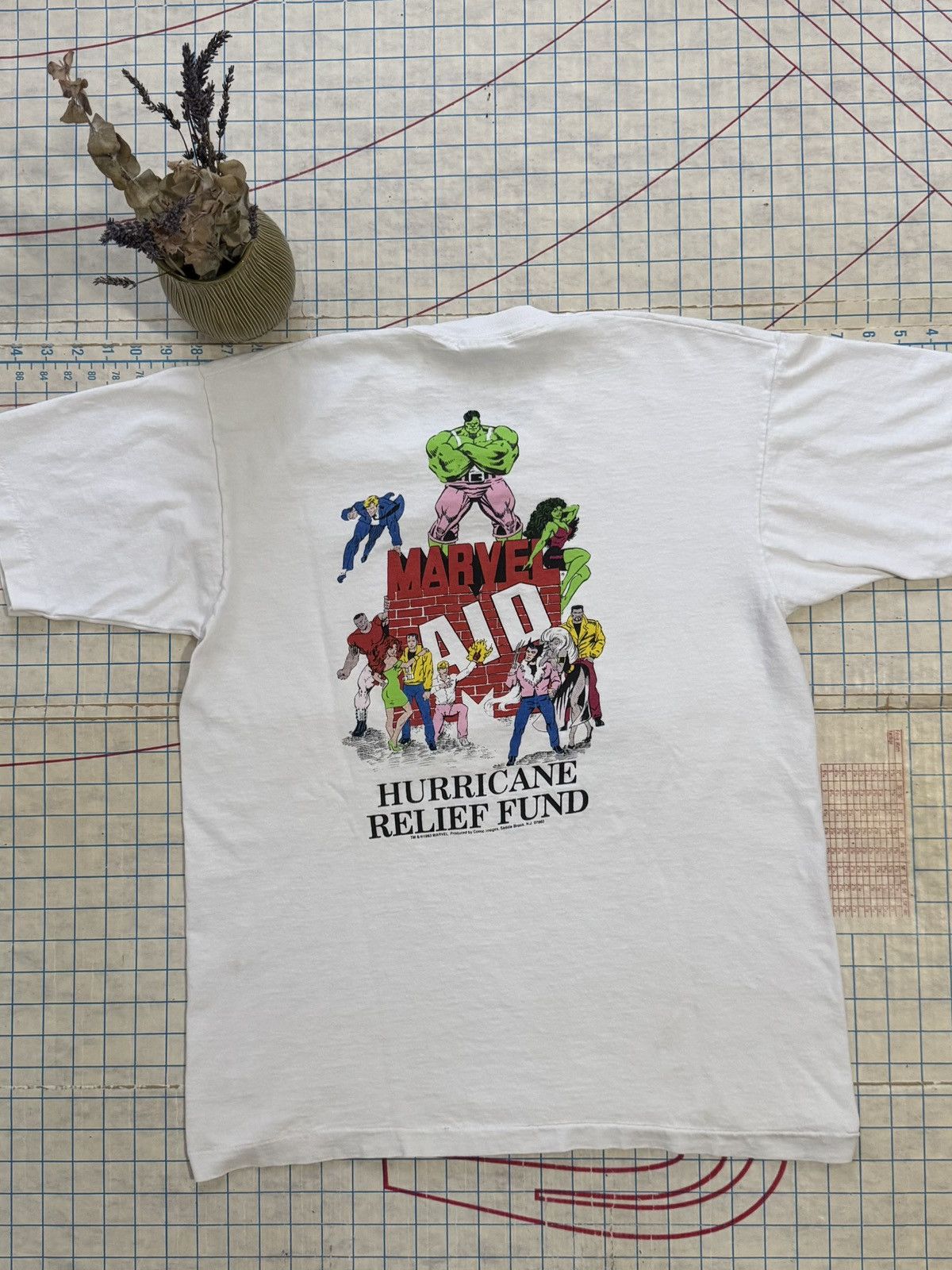 Marvel Comics × Vintage Vintage Marvel Aid Hurricane Relief Fun Tee 93 FOTL Large Size US L / EU 52-54 / 3 - 10 Thumbnail