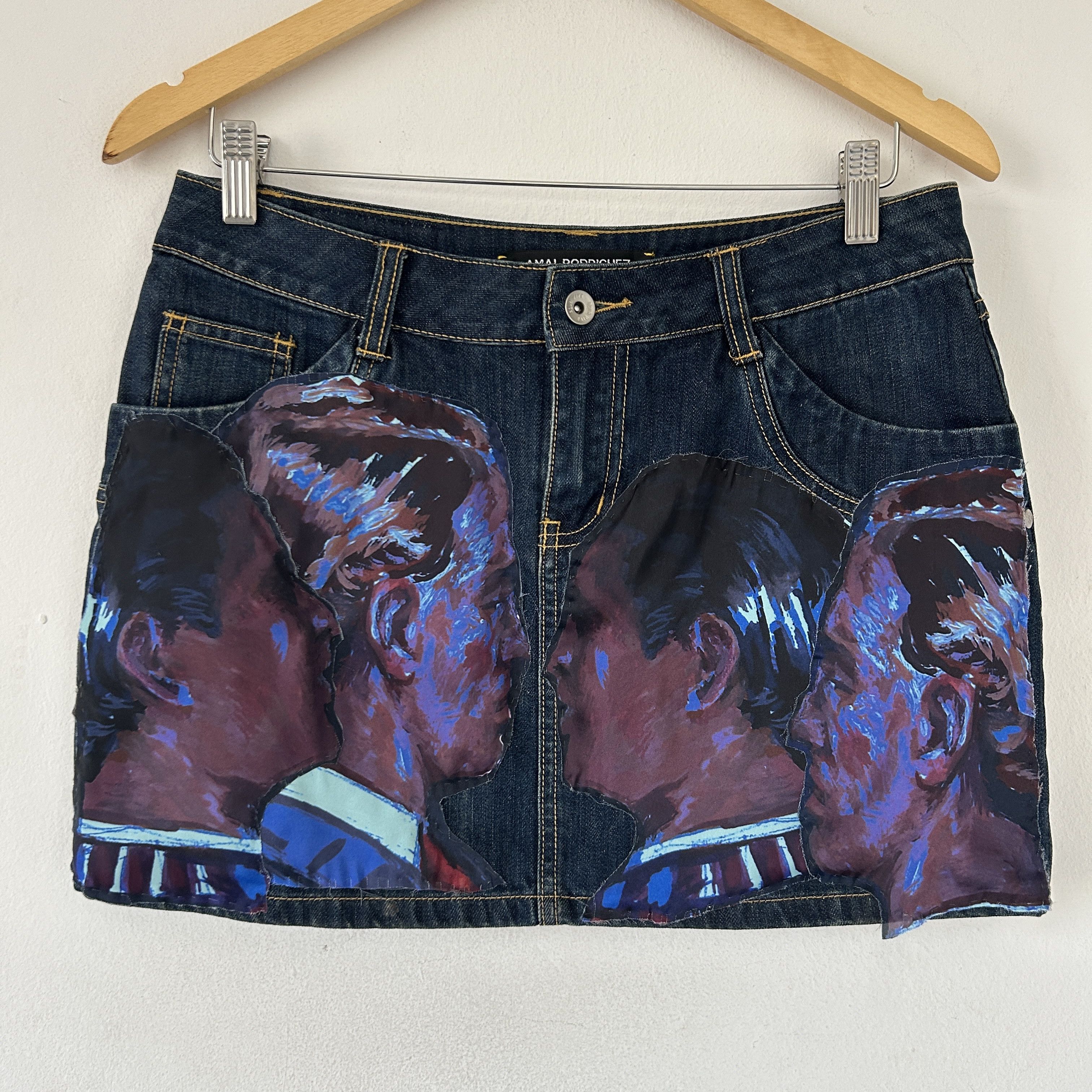 Custommade Custom Graphic Print Reworked Denim Skirt Size 27" / US 4 / IT 40 - 4 Thumbnail