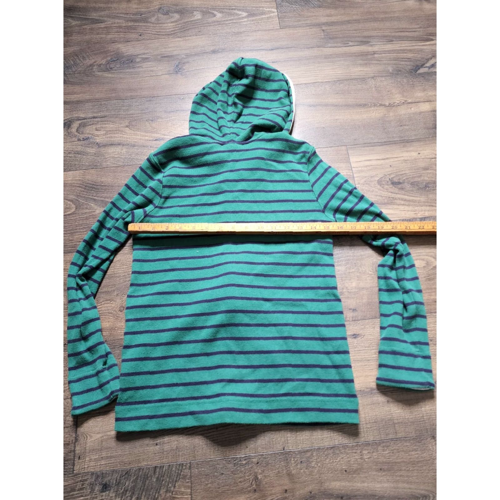 Vintage LL Bean Striped Rugby Hoodie Top Petite XS Green Jersey Cotton Hooded Men/Women? Size XS / US 0-2 / IT 36-38 - 2 Thumbnail