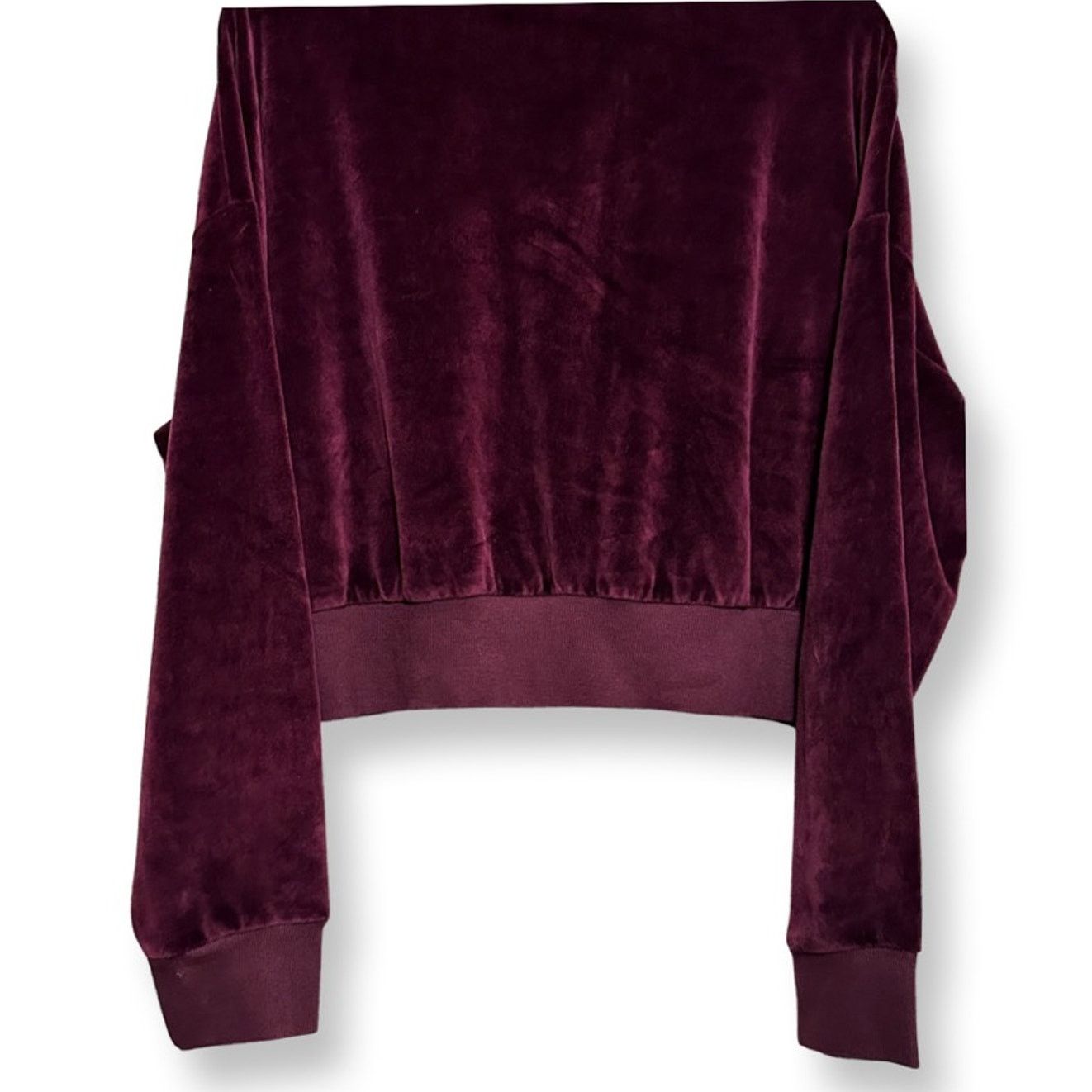 Other Abound Cropped Sweatshirt Velvet 1/4 Zip Maroon Size 1X NWOT Size XL / US 12-14 / IT 48-50 - 6 Thumbnail