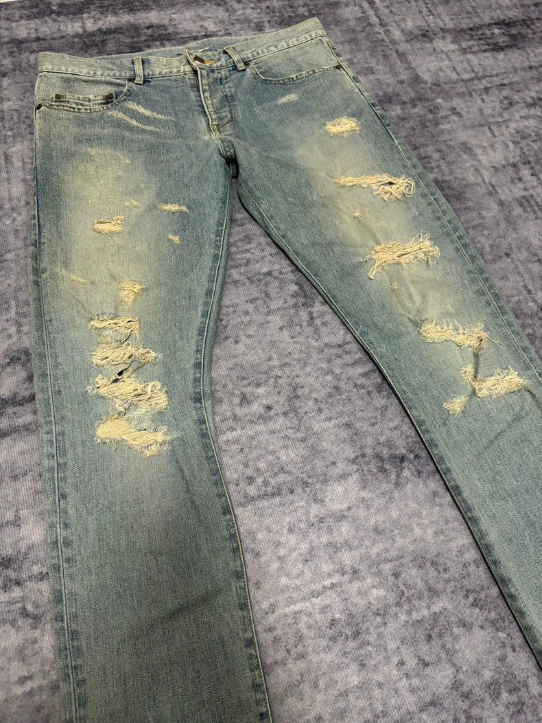Yves Saint Laurent Saint Laruent14SS Blue Jeans with Cat's Claw Wrecking jeans Size US 32 / EU 48 - 3 Thumbnail