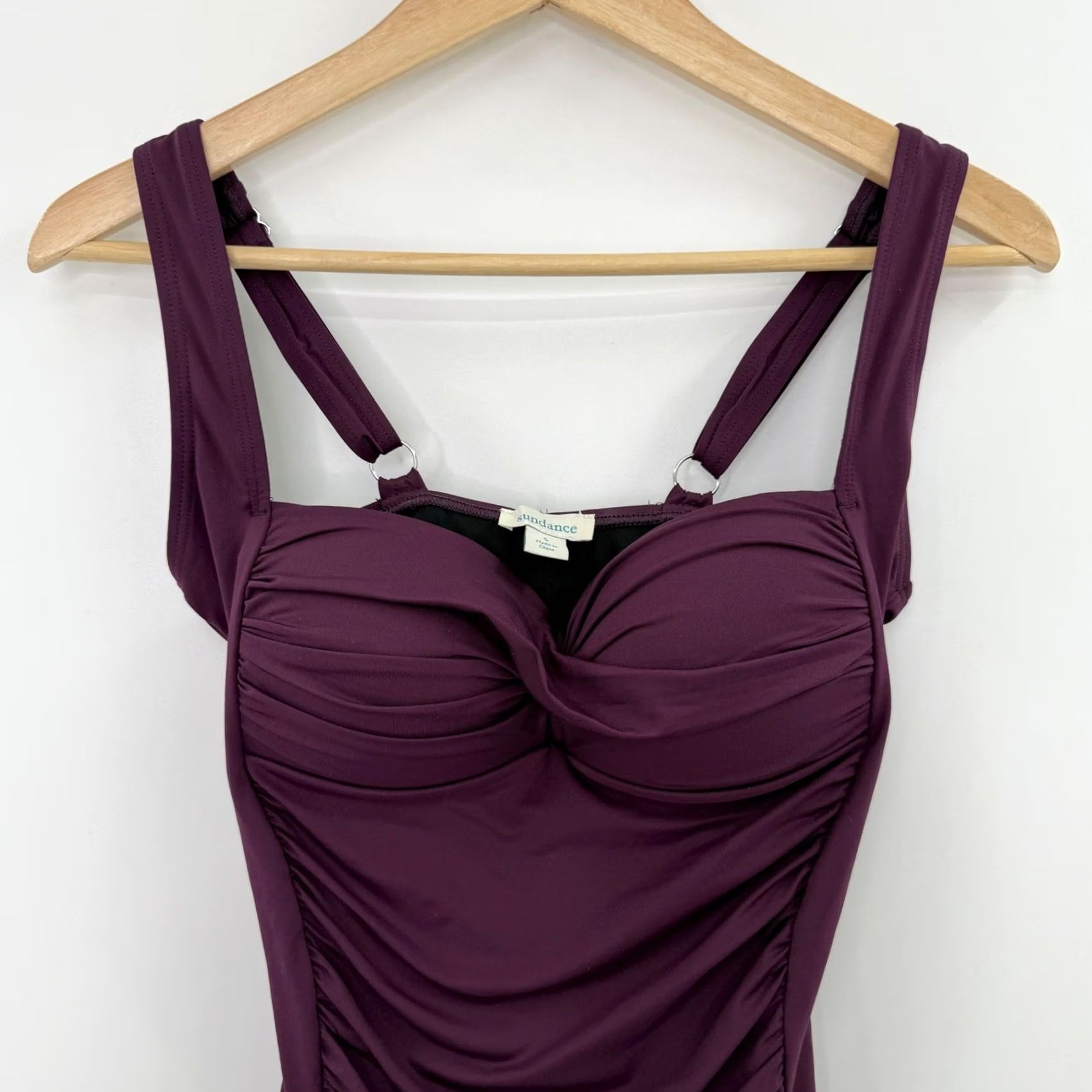 Vintage Sundance One Piece Swimsuit Ruched Plum Purple Sz Sm Beach Boho Mature Size ONE SIZE - 4 Thumbnail