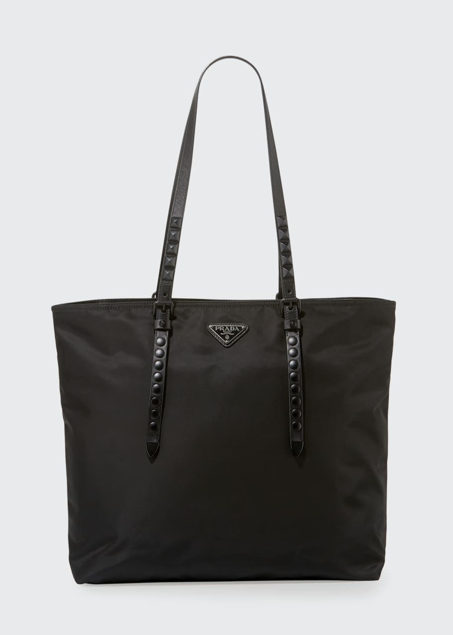 Prada Prada Black Studded Nylon Shopper Bag Size ONE SIZE - 1 Thumbnail