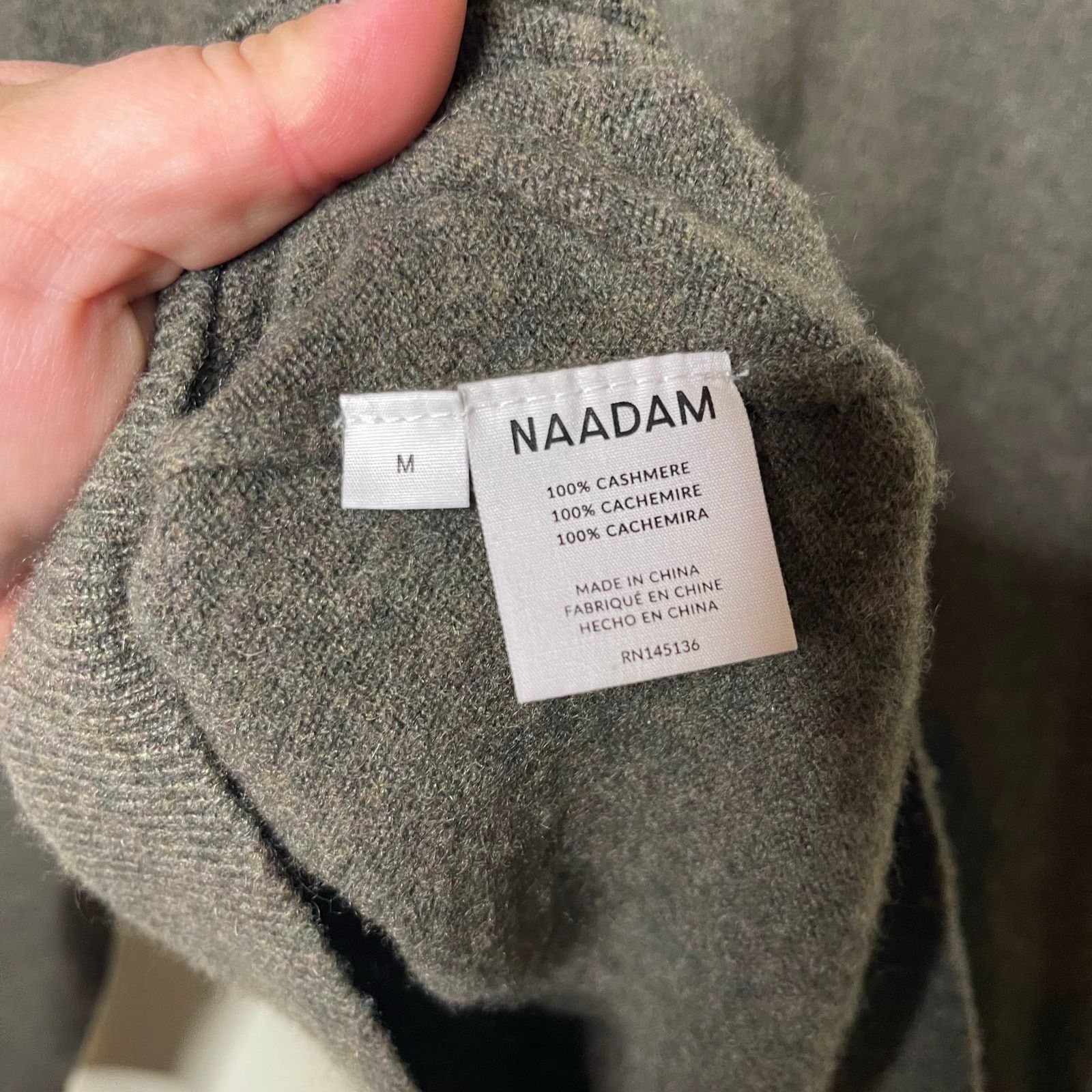 Naadam men 100% cashmere green pullover crewneck sz M