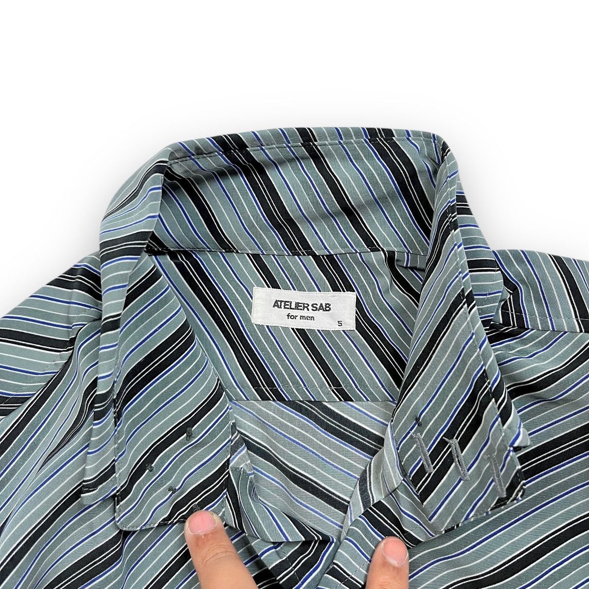 If Six Was Nine × Le Grande Bleu (L.G.B.) × Vintage Atelier Sab Vintage Striped Shirt Slim Fit Size US M / EU 48-50 / 2 - 7 Thumbnail
